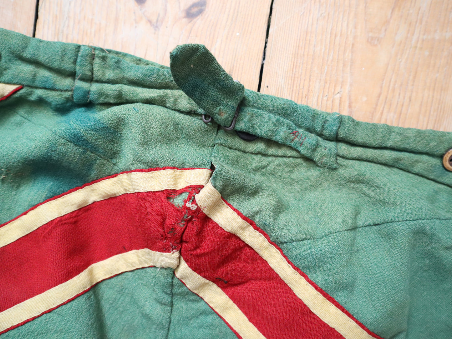 Antique French Opera Costume Breeches Trousers Pants Wool linen Renaissance Style Slash 1900 Green Red Yellow Balloon Leg