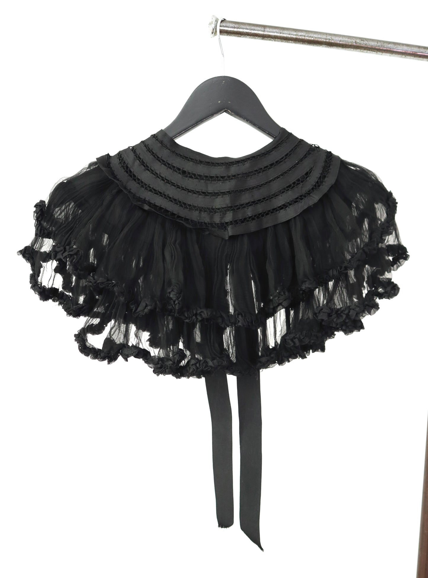 Antique French ruffle capelet collar chiffon silk