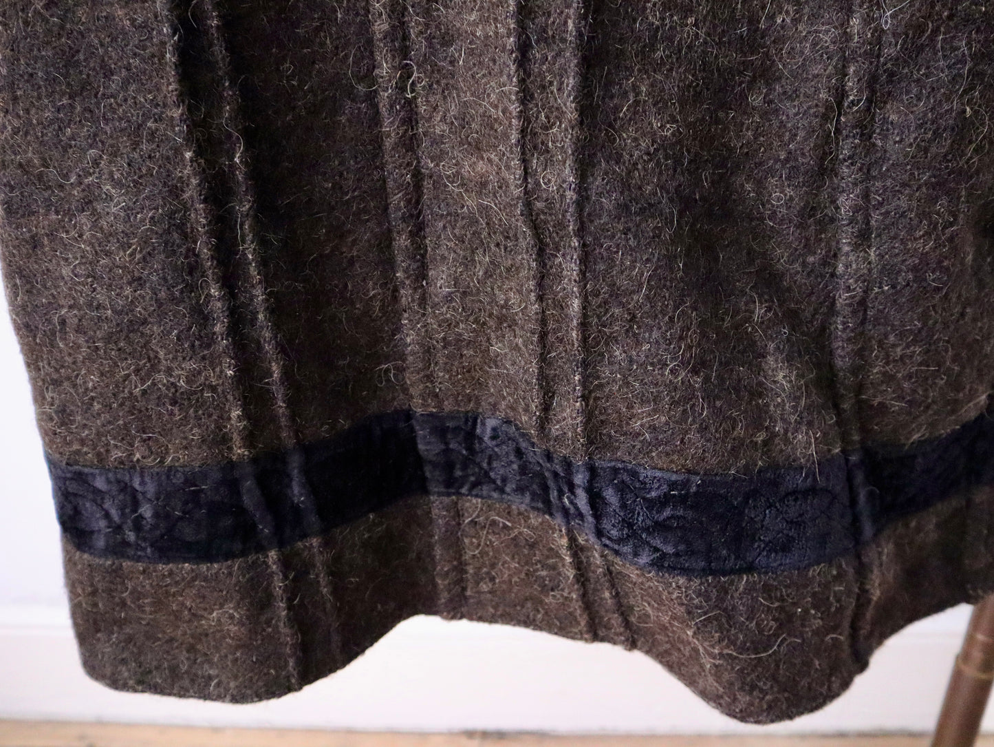 1920s–30s Transylvanian Folk Coat | Brown Wool with Black Velvet Trim