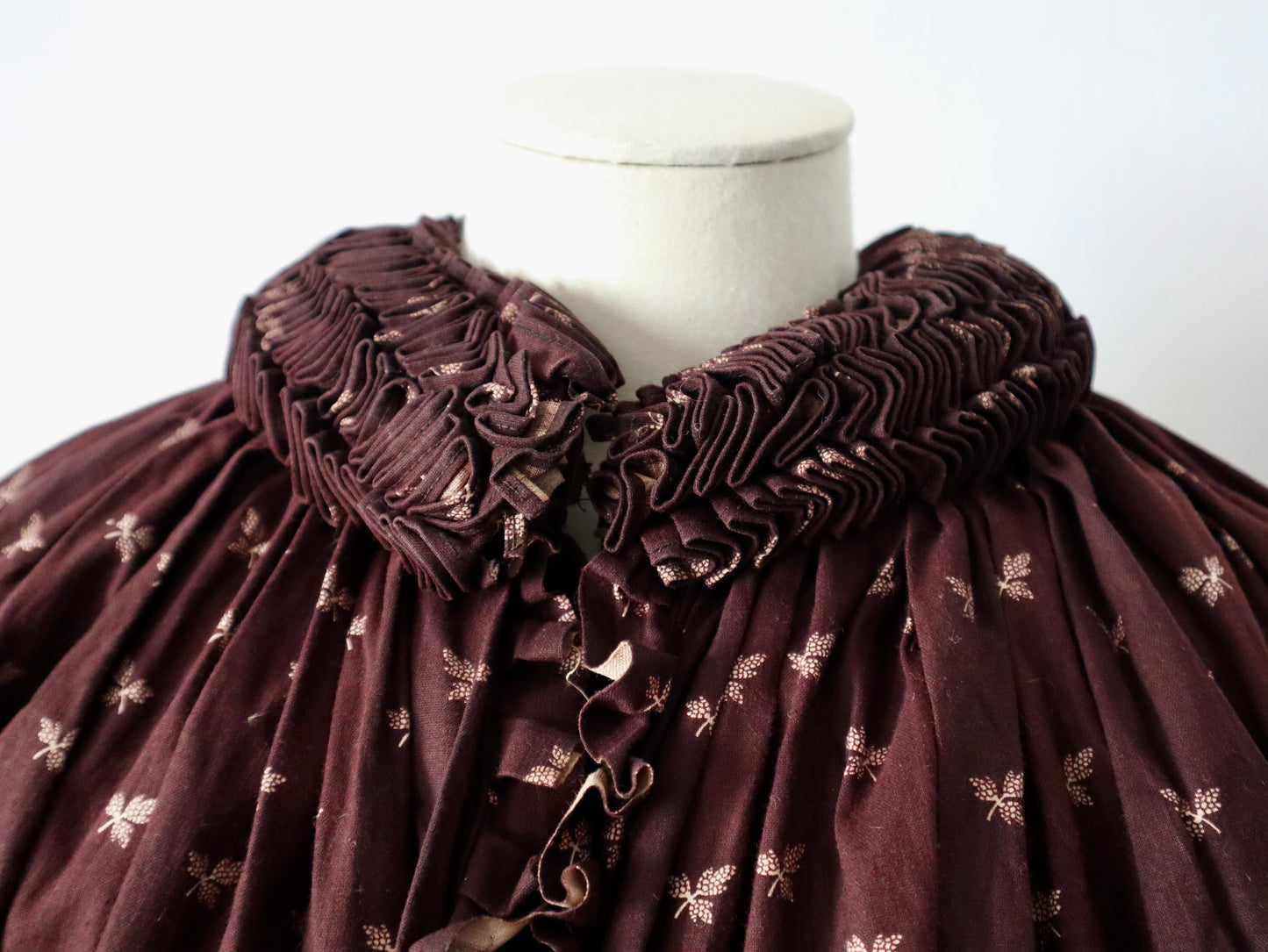 Antique 19th century German Hockmantel full length cotton cloak wool flannel lined