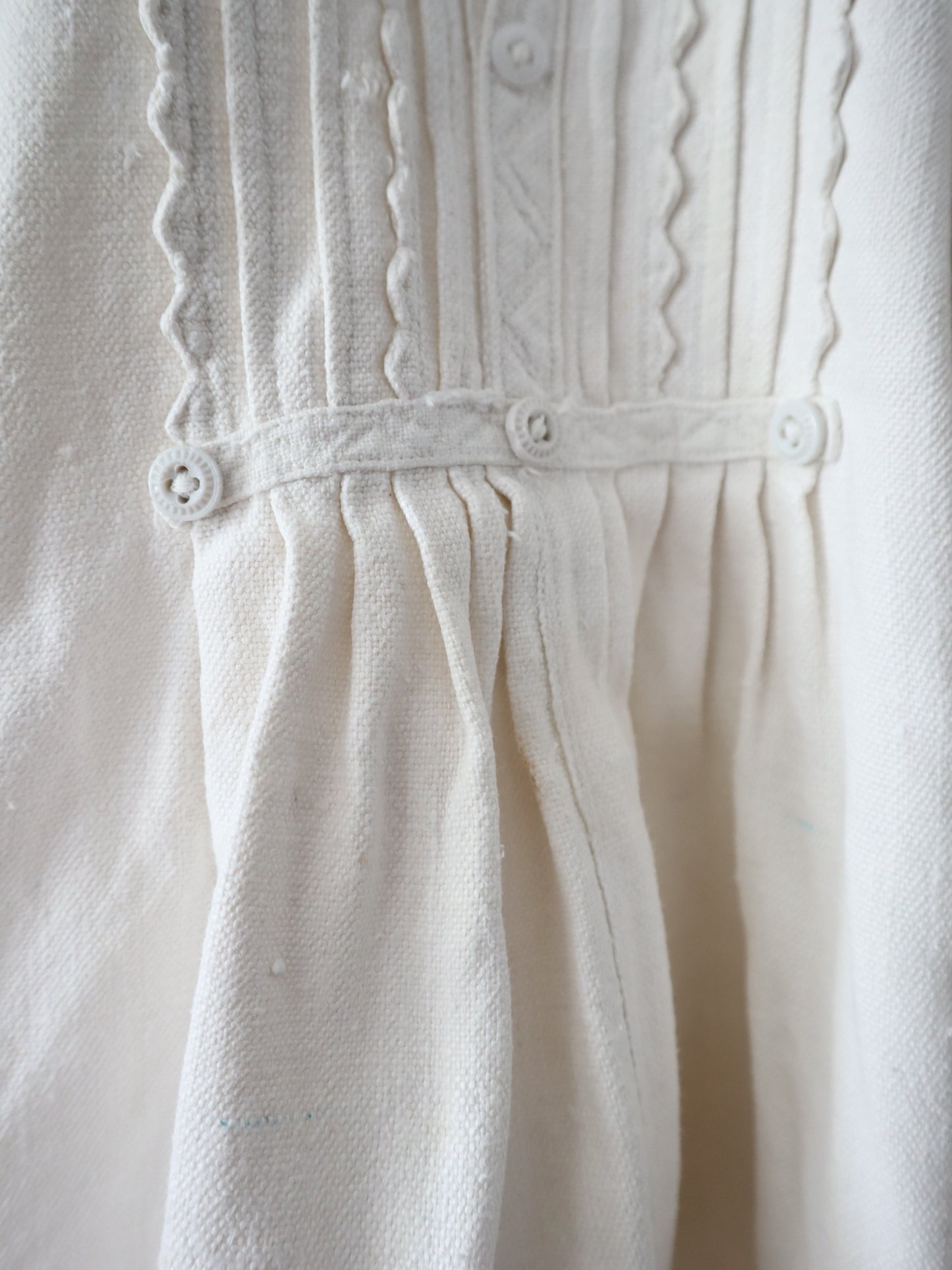 1930s Transylvanian Folk Blouse Zig Zag Cutout Traditional Romanian Linen Eastern European