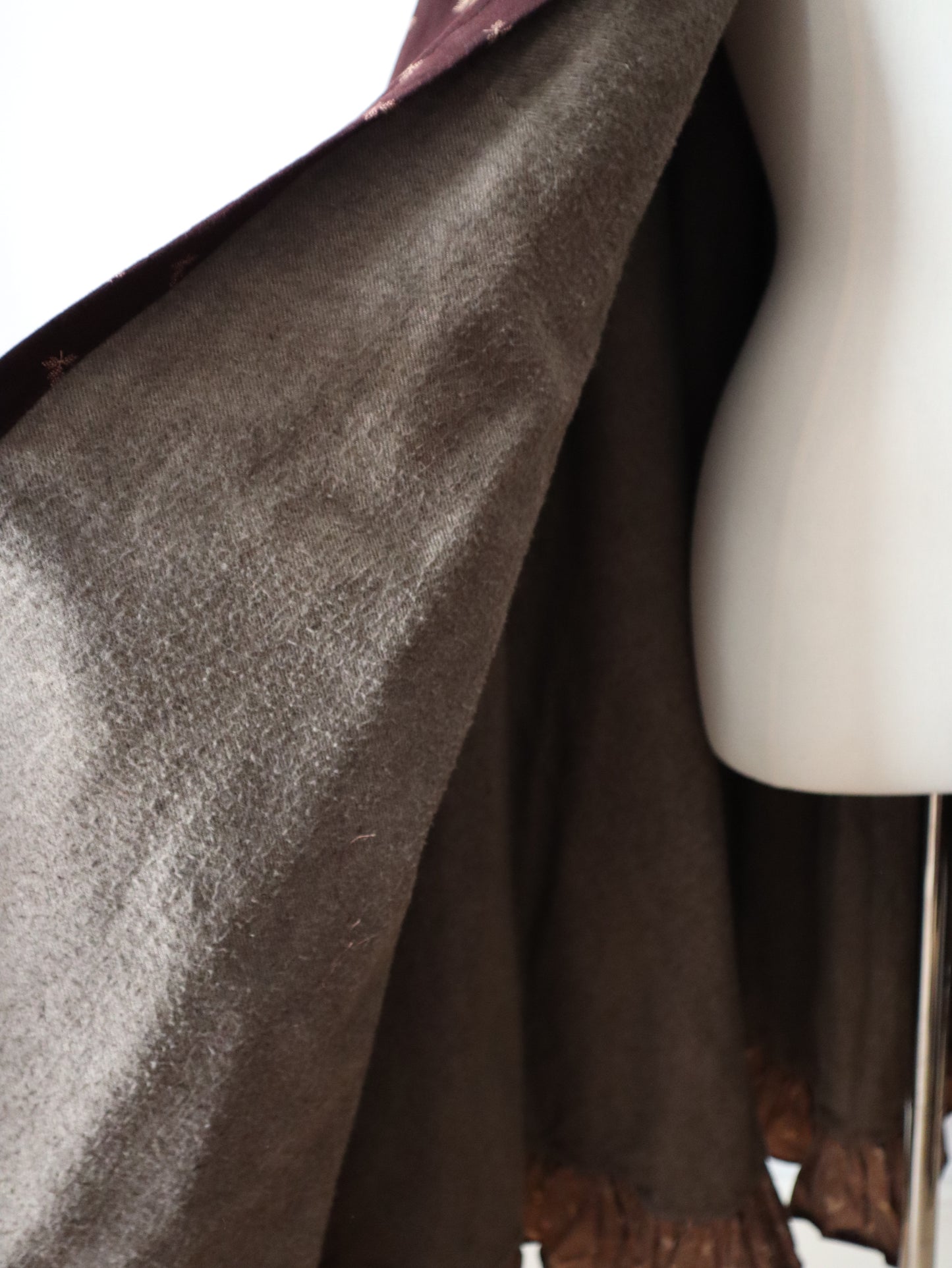 Antique 19th century German Hockmantel full length cotton cloak wool flannel lined