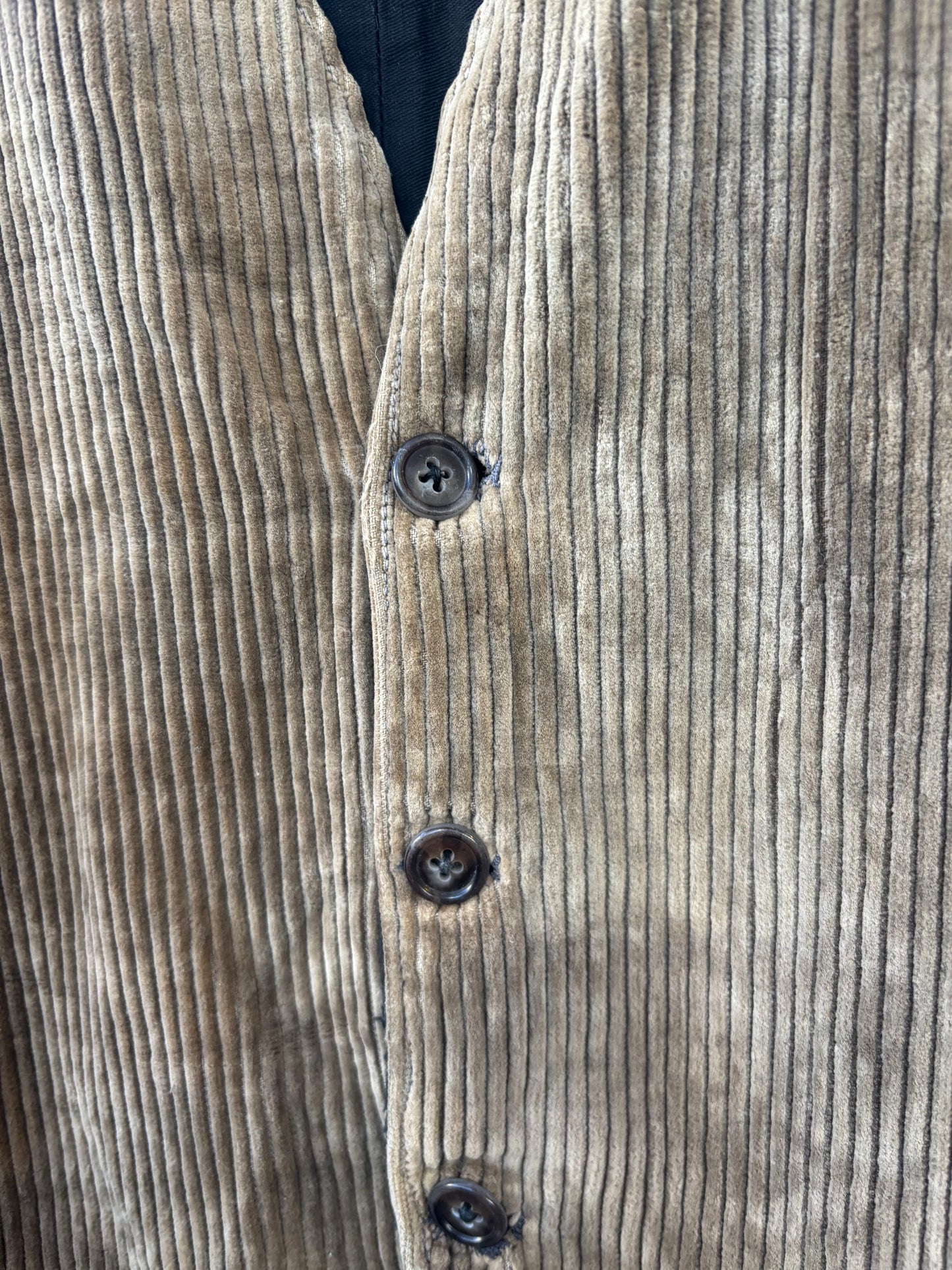 1940s French Brown Corduroy Waistcoat Vest Cotton Workwear Chore