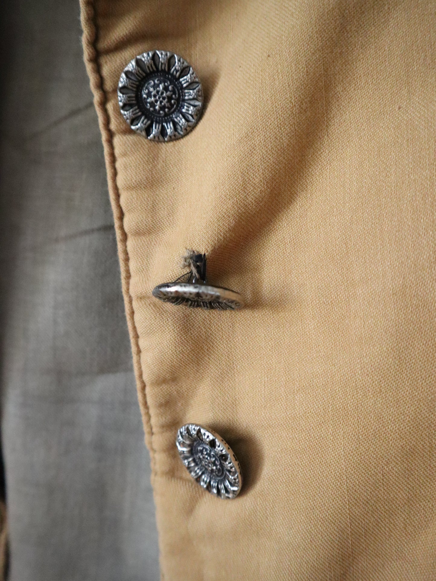 1920s French Cotton Short Jacket Silver Metal Buttons Open Front Opera Theatre