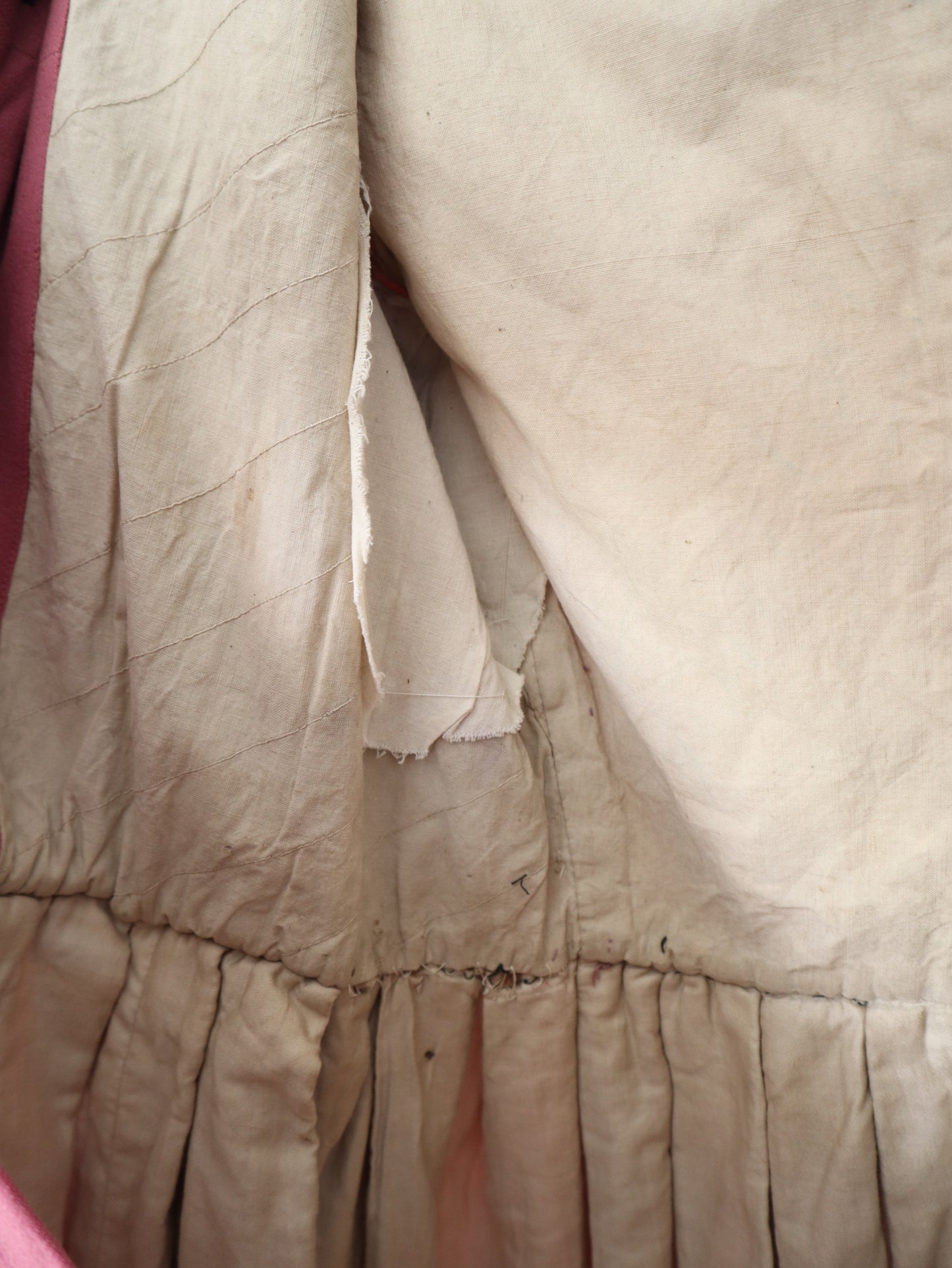 Antique French Opera Costume Pink Wool Tunic Linen Early 1900s