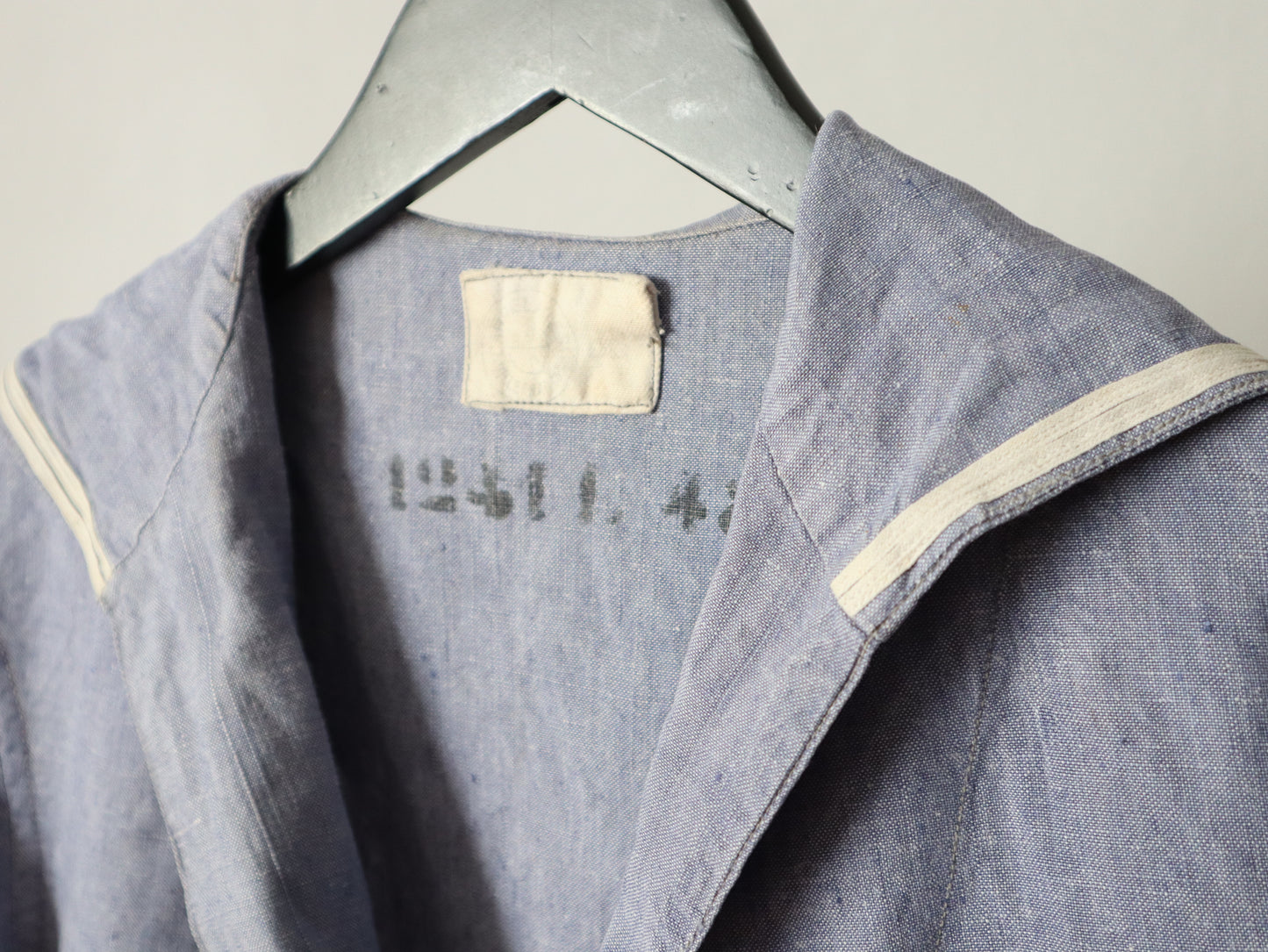 1960s French Blue Linen Sailor Top