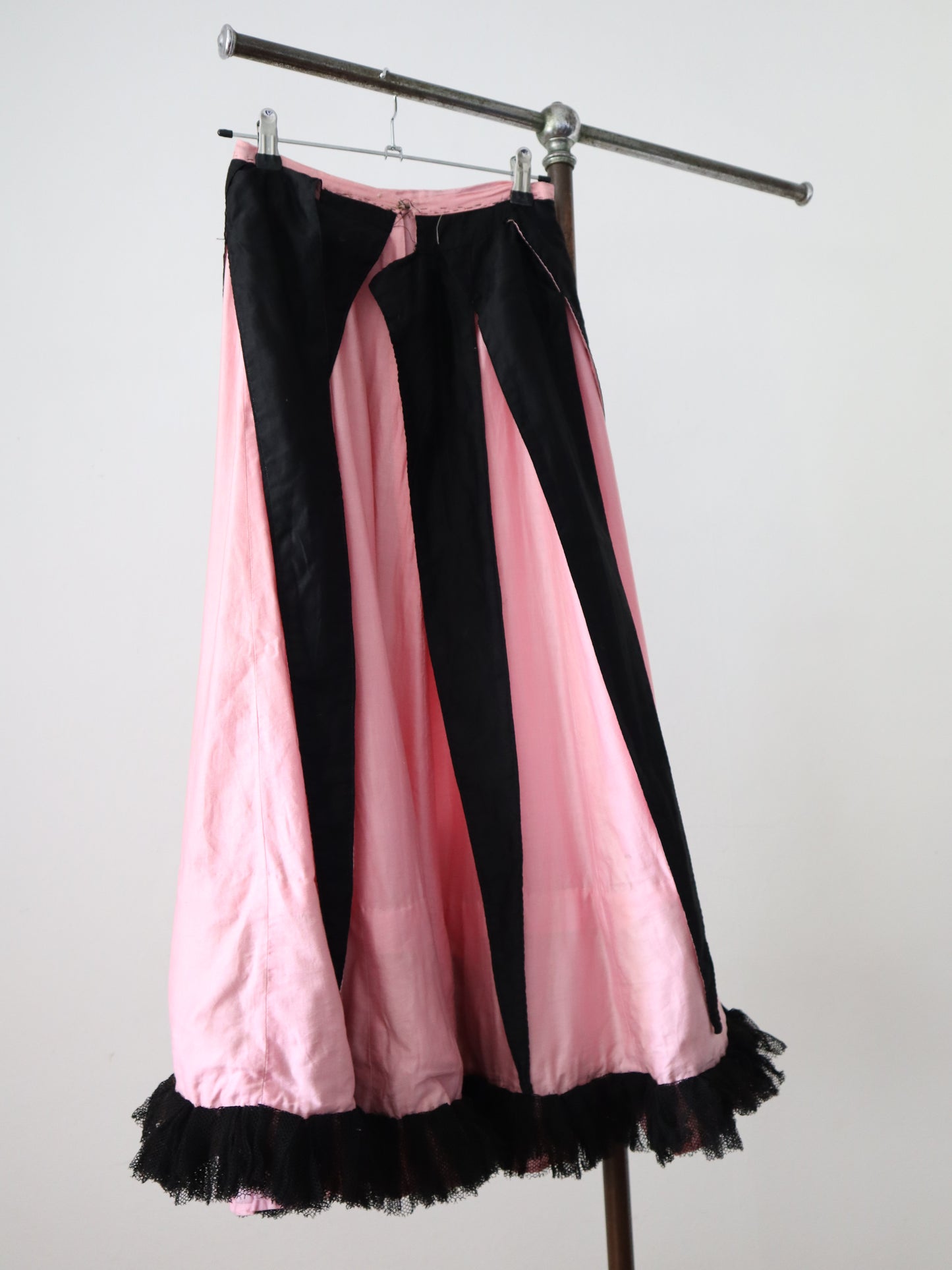 1920s 30s  French Costume Pink Black Bodice Skirt Theatre Cotton