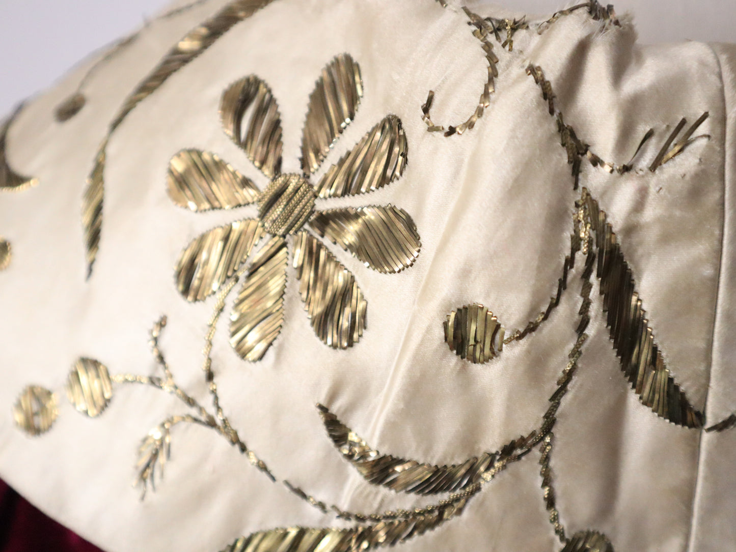 Antique French Silk Velvet Jacket c.1800s – Hand-Embroidered with Flat Gold Metal Thread – Ceremonial A-Line Robe from Aristide Boyer Archive