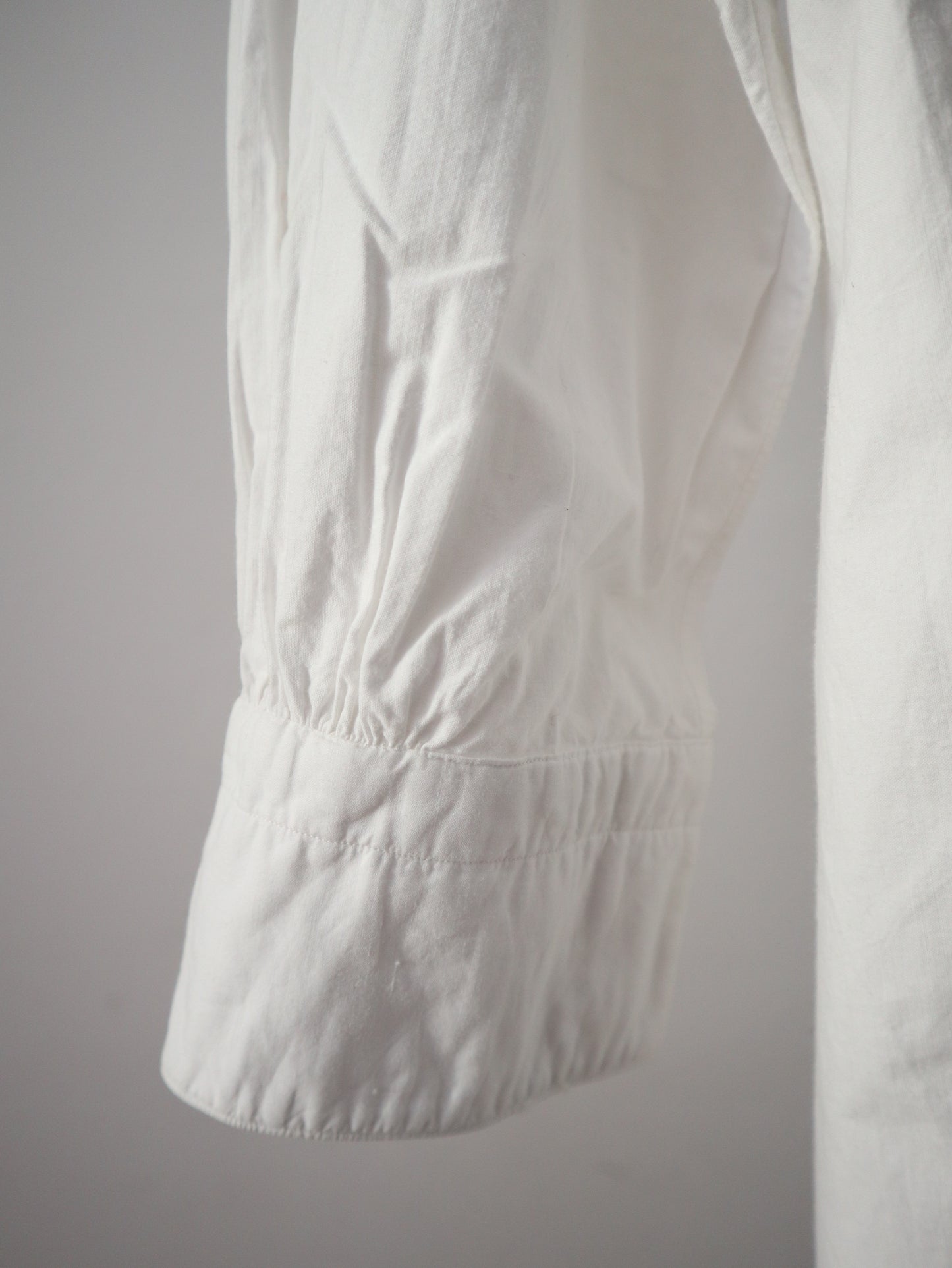 Antique French White Cotton Dress Shirt Long Pleated Bob Monigram JM