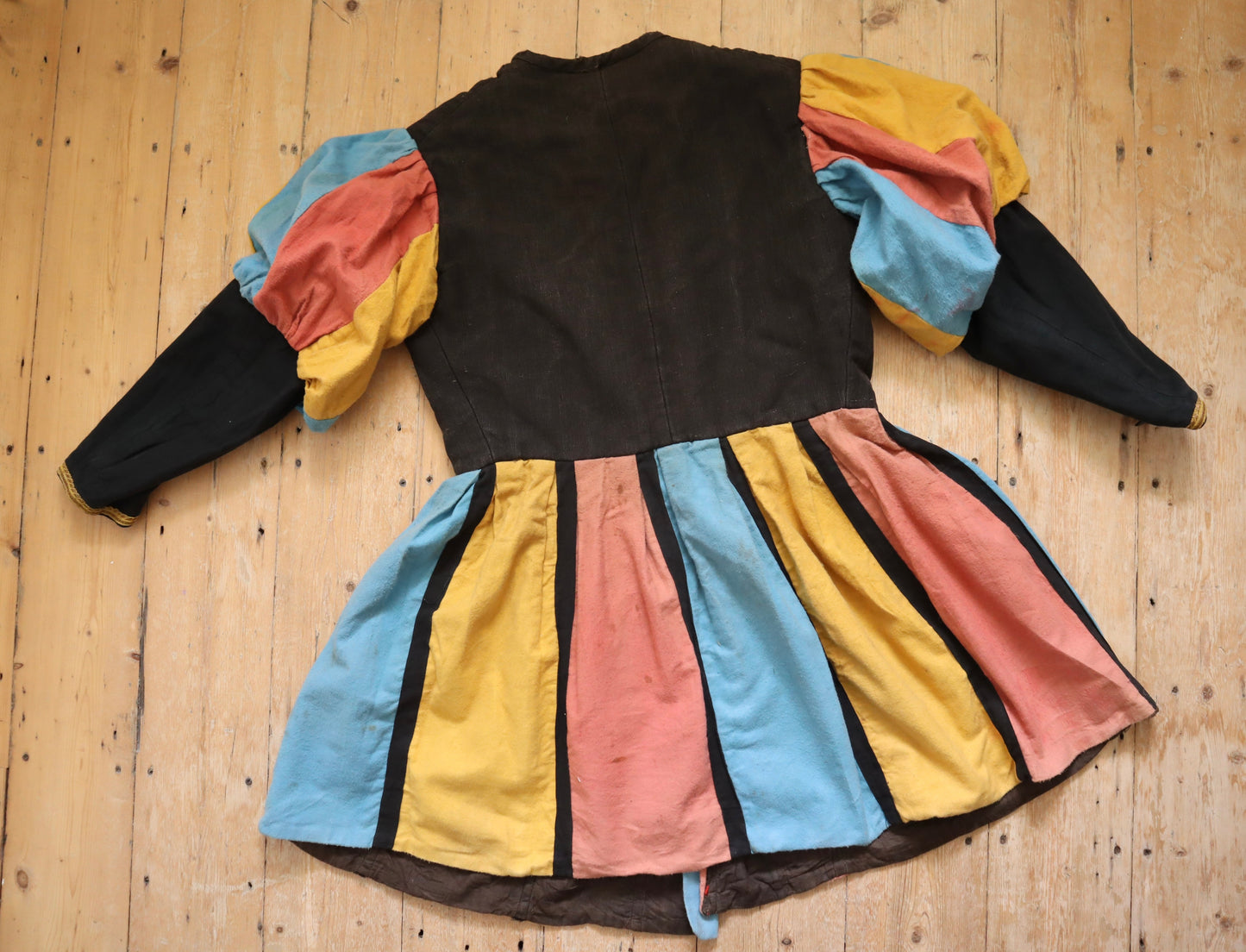 Antique French Theatre Costume Tunic Renaissance Style Colourful Stripe Panels