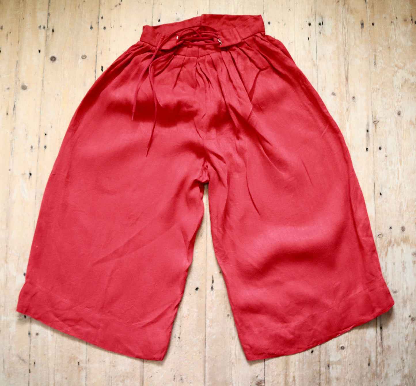 Red Herringbone Cotton Wide Leg Trousers Pants Sailor Style Flap Front Opera Costume