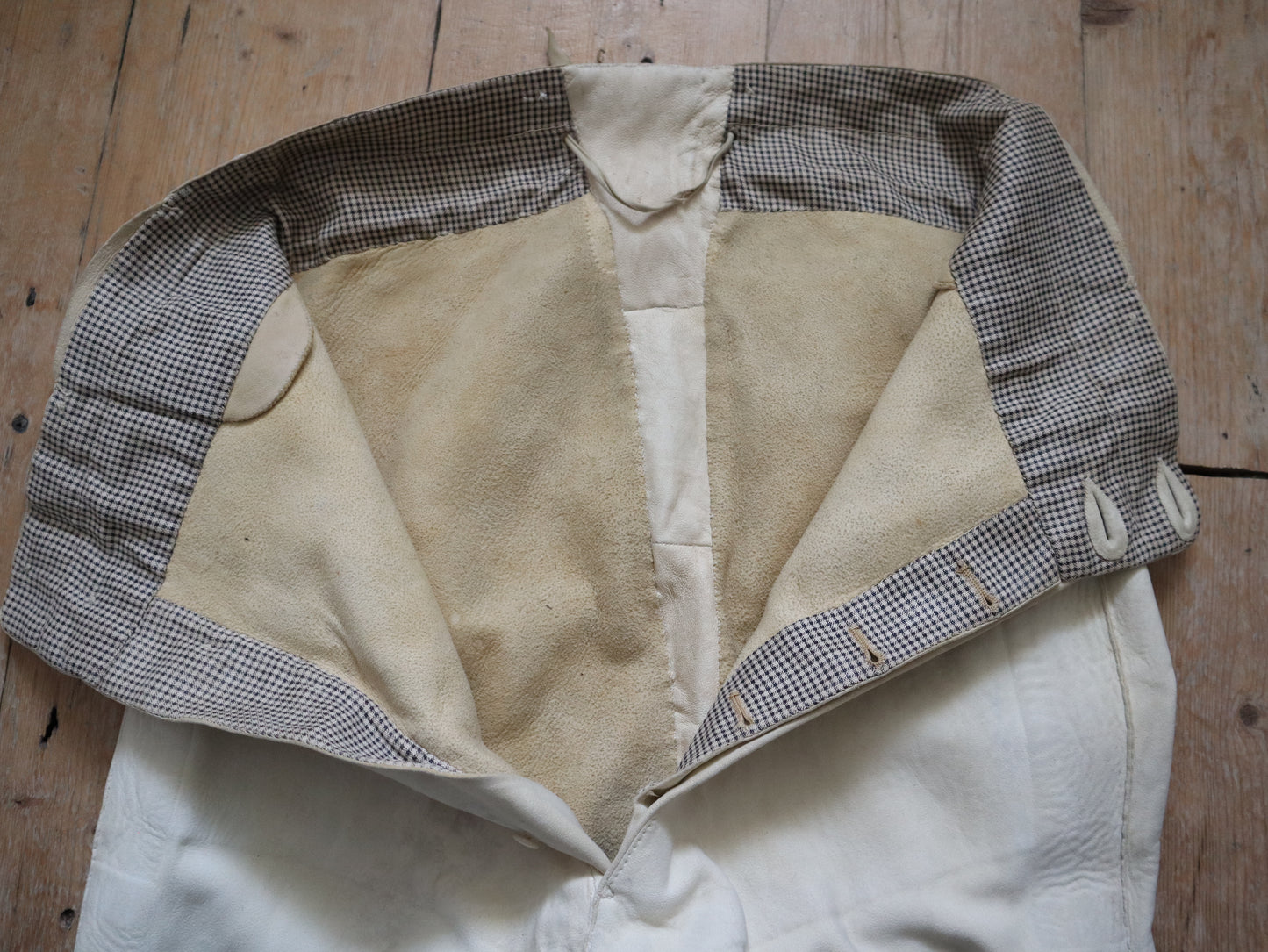 1800s French Lambskin Breeches Trousers RARE High Waist Mother of Pearl Buttons