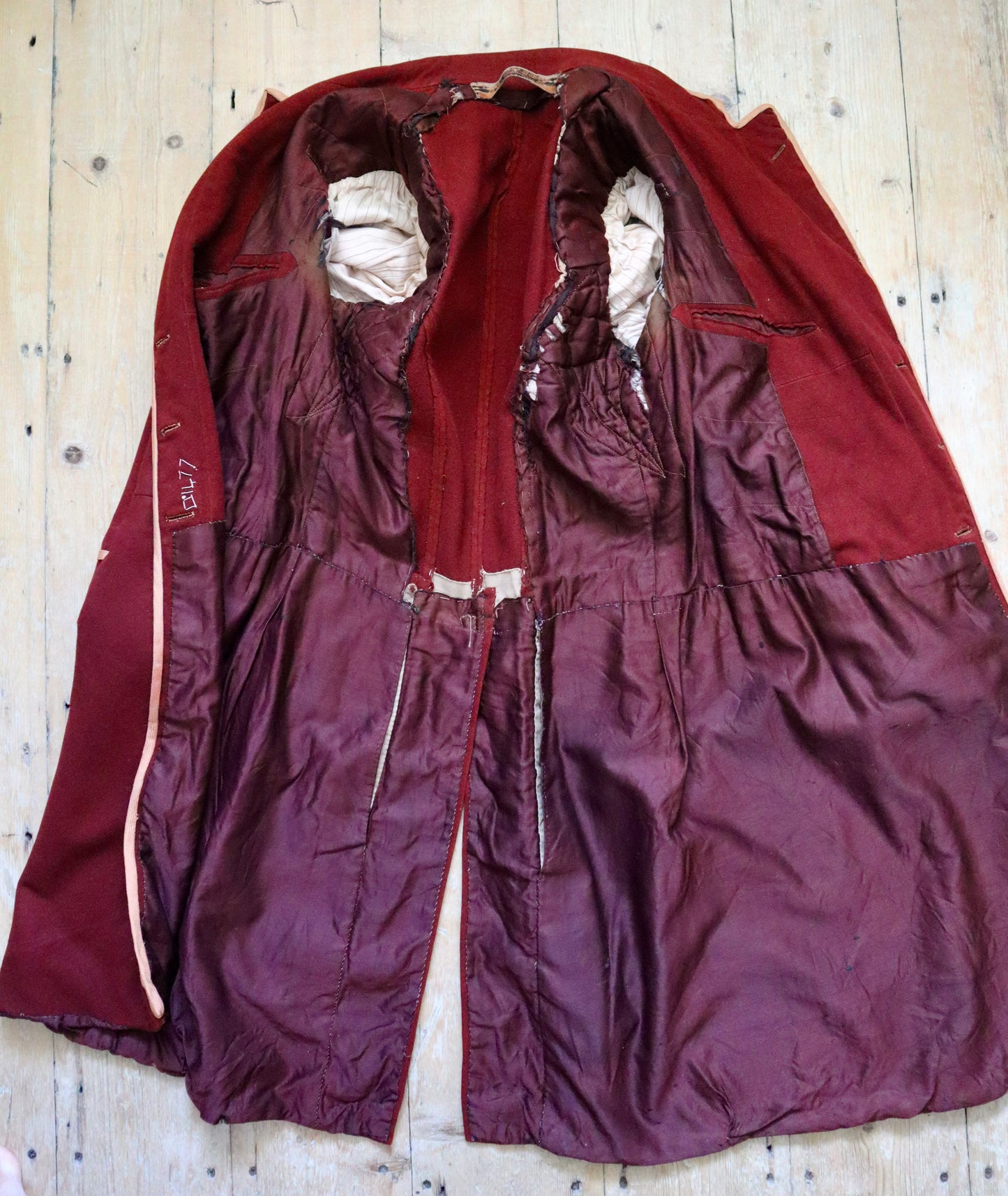 Antique French Tailcoat | Circa 1880s | Deep Claret Wool with Pale Salmon Trim | Thiery Aîné & Sigrand, Marseille