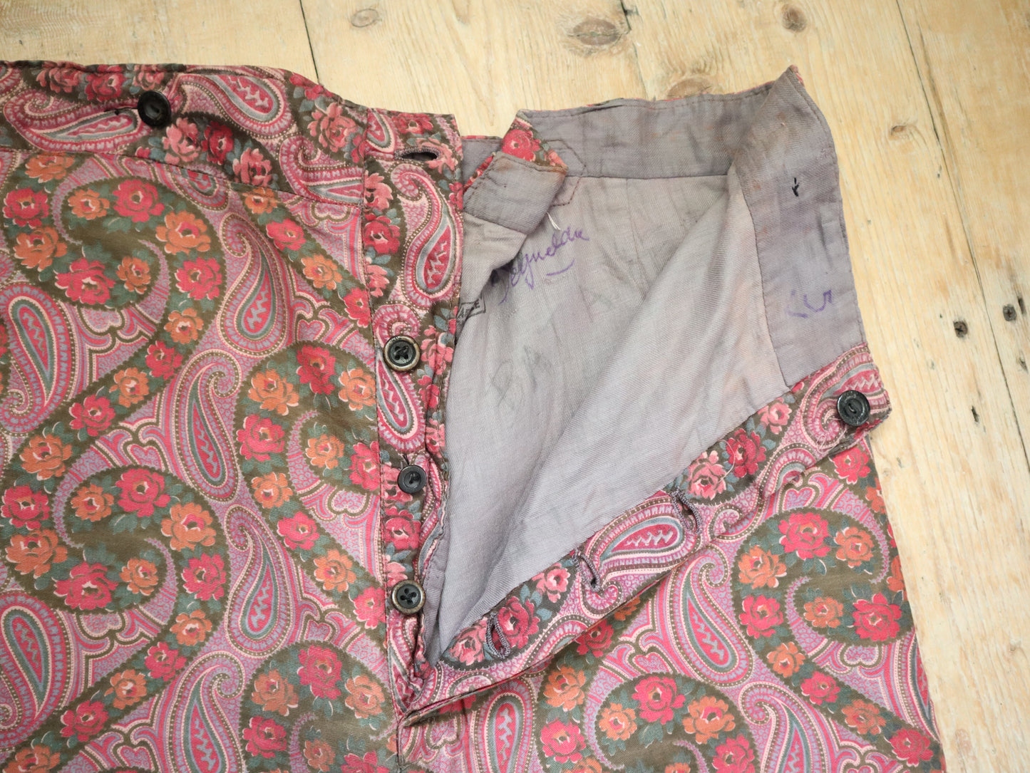 1920s French Opera Costume Trousers Rose Paisley Pink