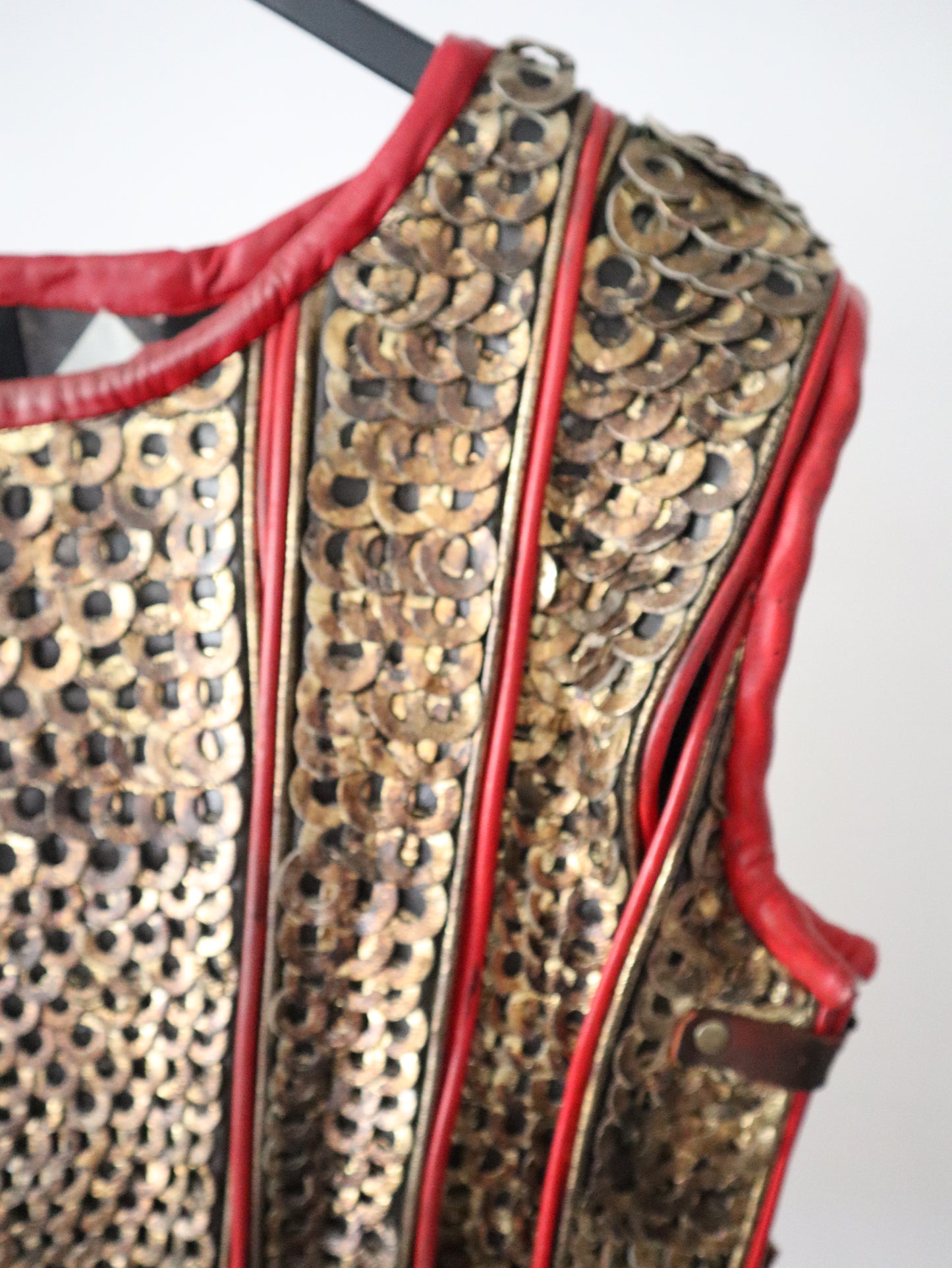 Royal Opera House OTHELLO Leather Armour Vest Costume Red Gold Buckles