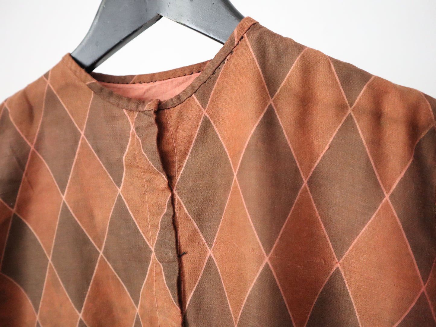 Antique French Harlequin Costume Brown Toffee Cotton Rare 1910s 1920s