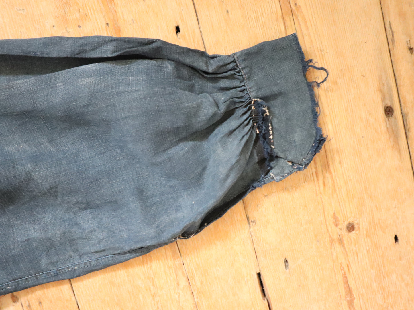 Antique French Indigo Linen Biaude Famers Smock