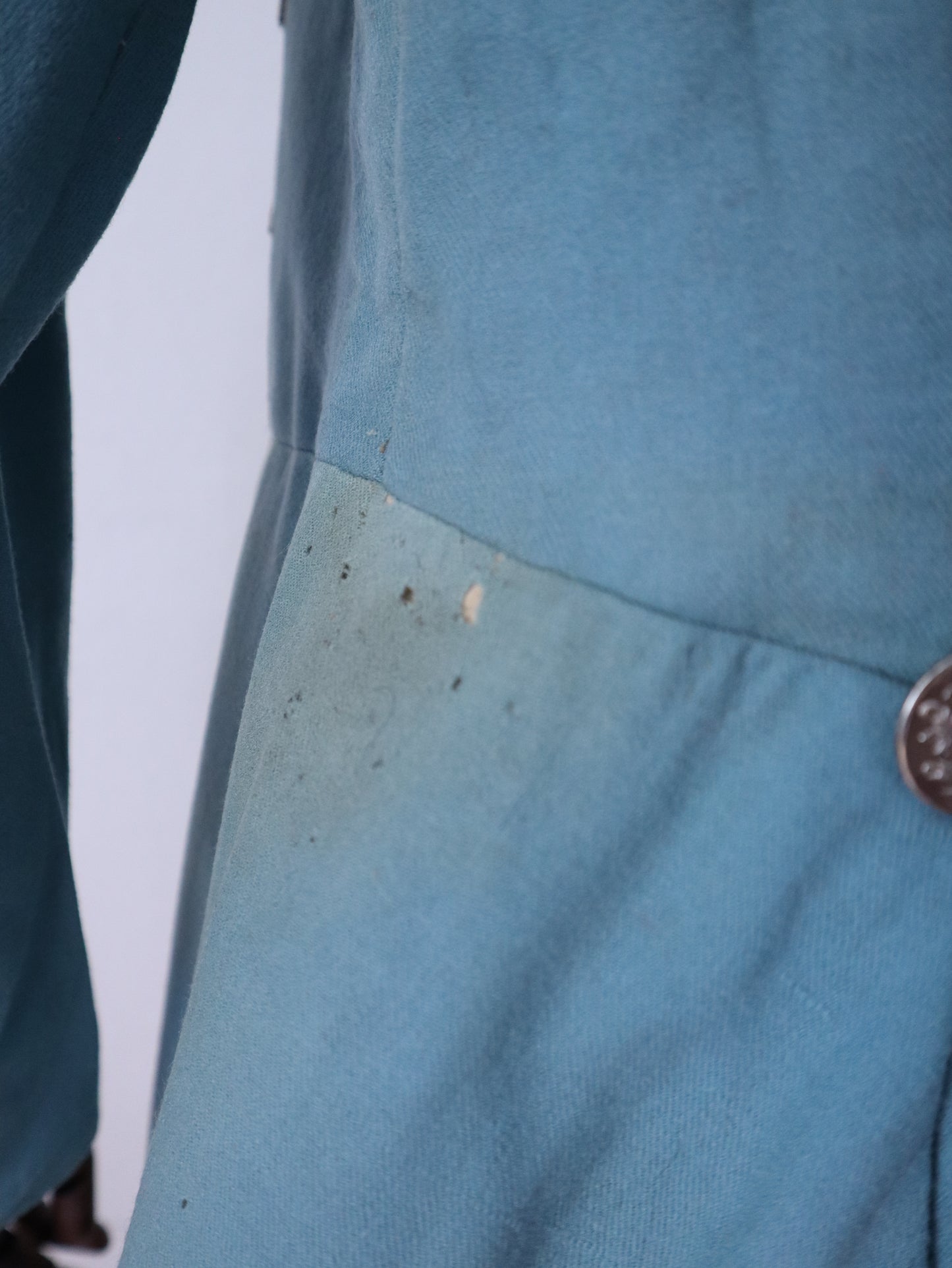 Antique 19th Century Theatrical Military-Style Jacket | Hand-Sewn Powder Blue Costume Coat  Metal Ribbon Trim Tassels