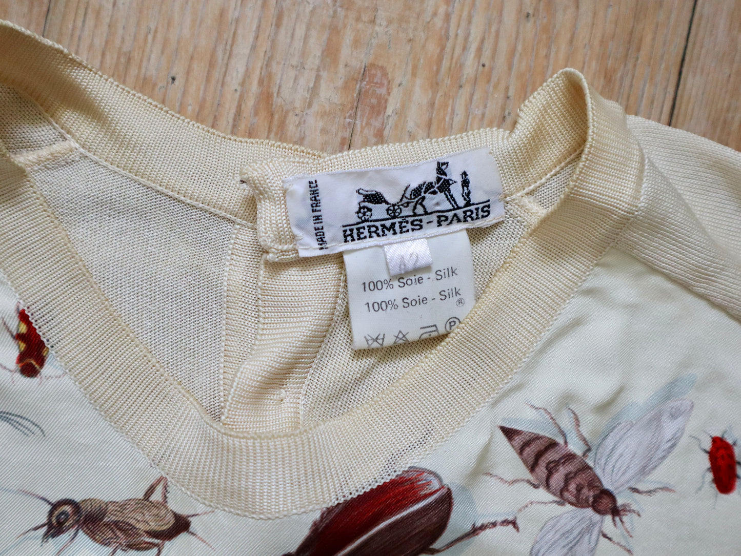 1980s Hermès Silk Blouse Top Les Insectes Insects Bugs RARE