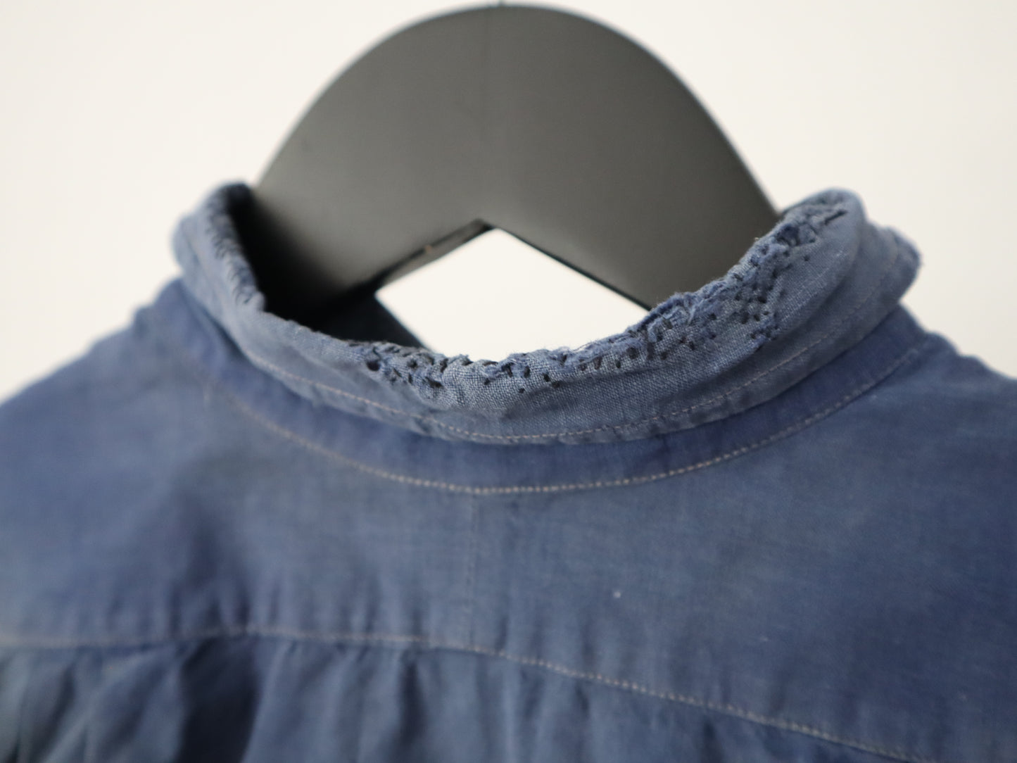 1940s French Blue Workwear Chore Shirt Cotton Sun Fade