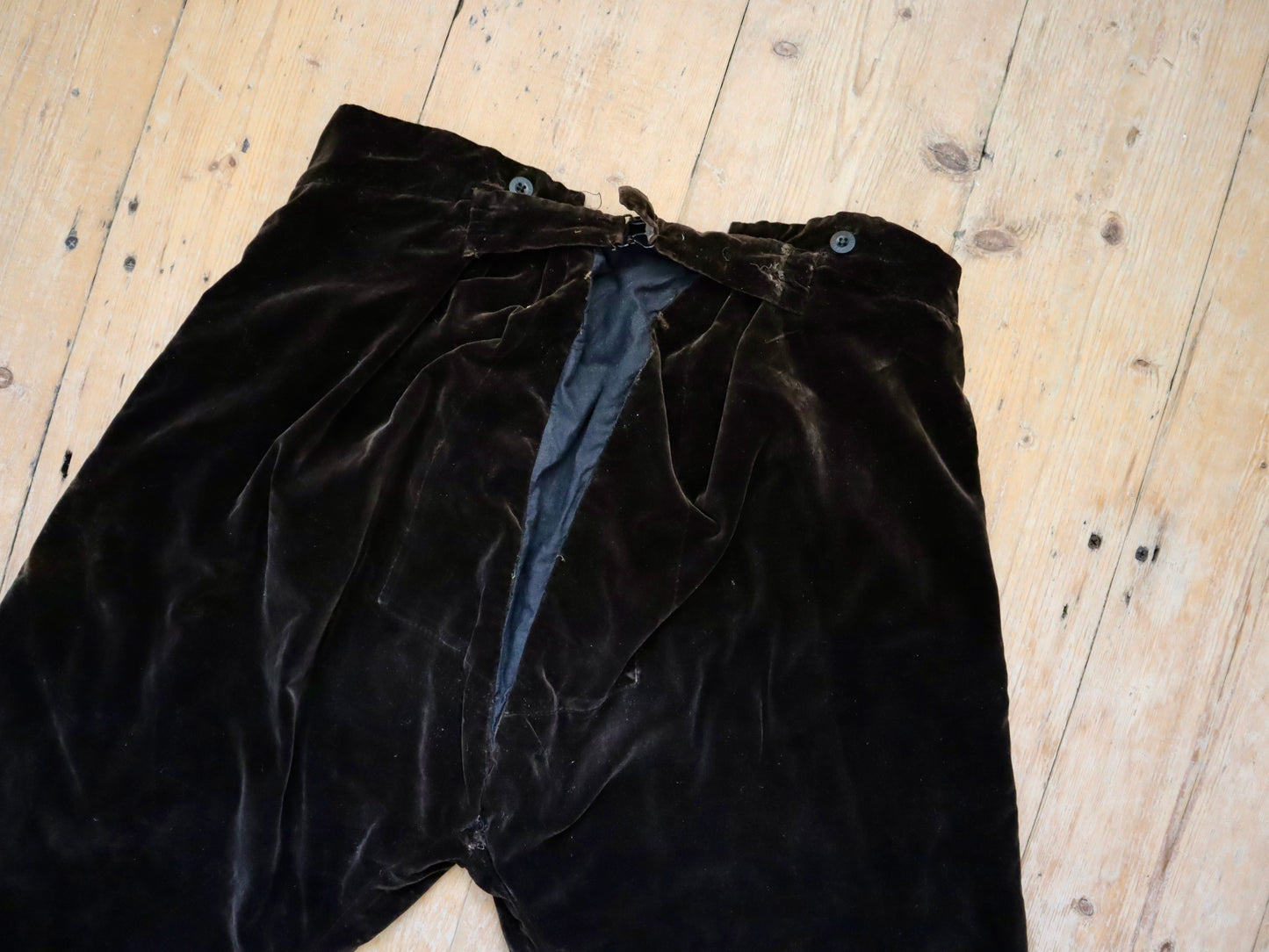 Antique French Theatre Costume Breeches Pants Trousers Brown Silk Velvet Early 1900s