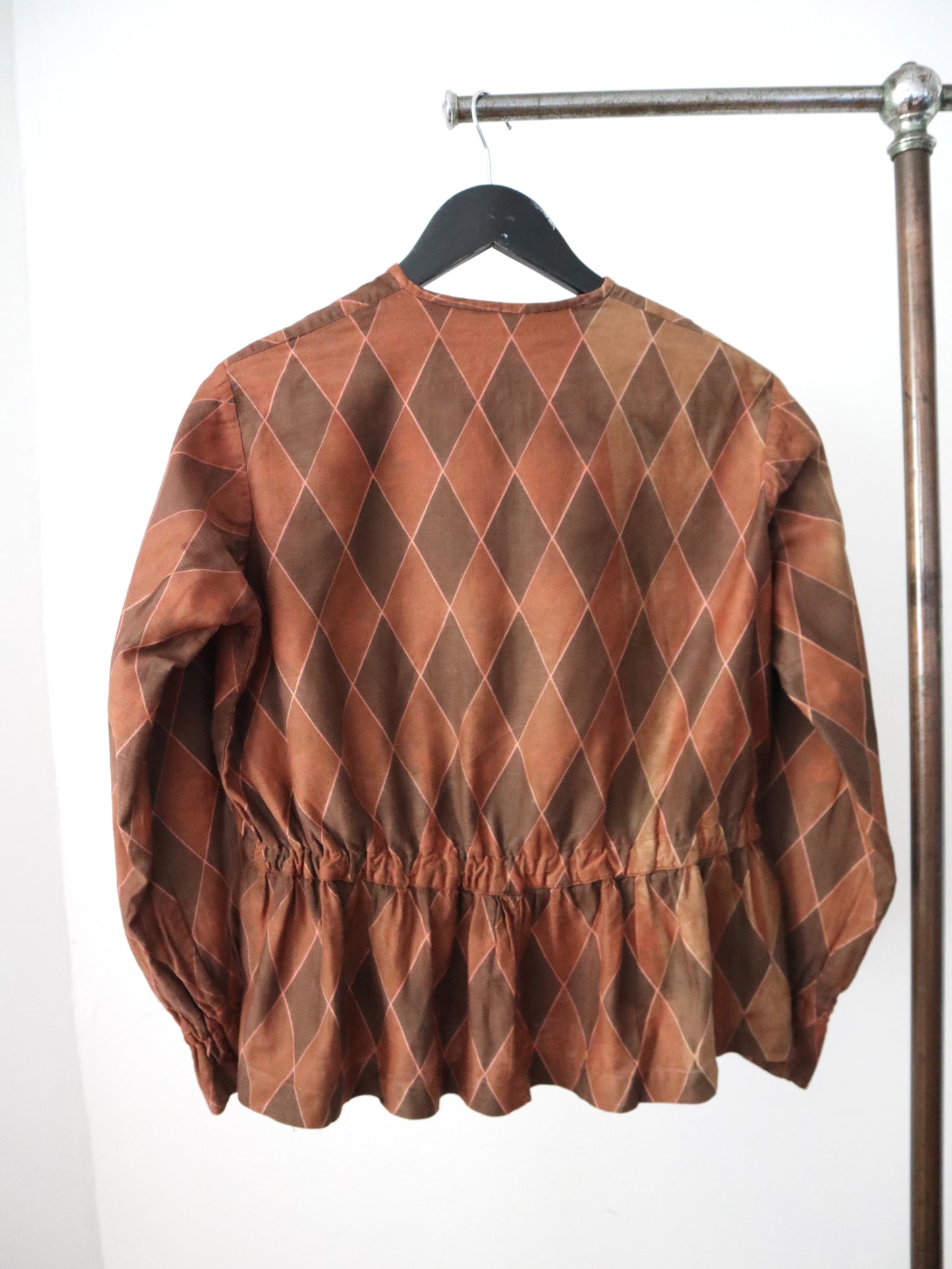 Antique French Harlequin Costume Brown Toffee Cotton Rare 1910s 1920s