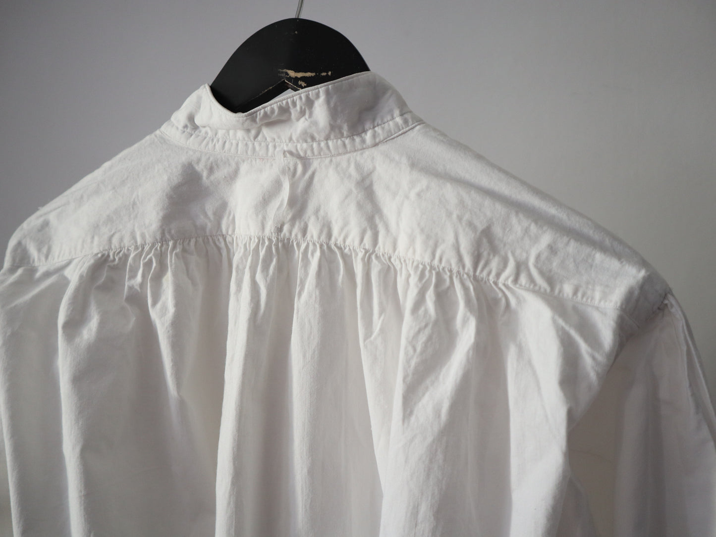 Antique French White Cotton Dress Shirt Long Pleated Bob Monigram JM