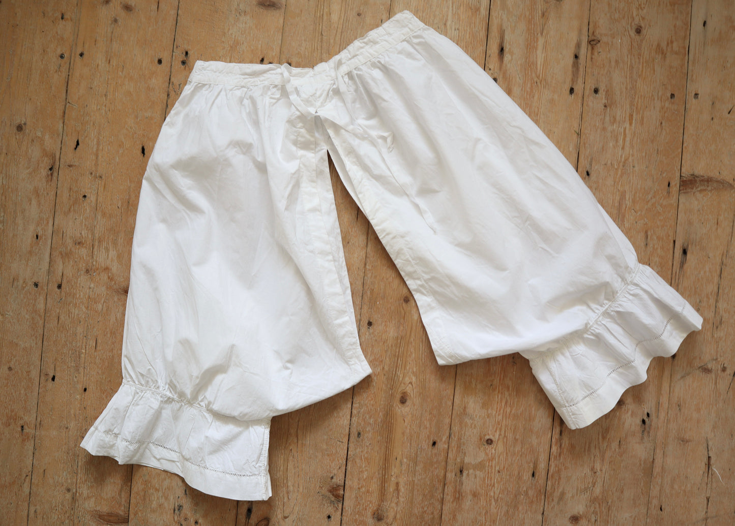 Antique French Bloomers white cotton monogram JG Cutwork early 1900s