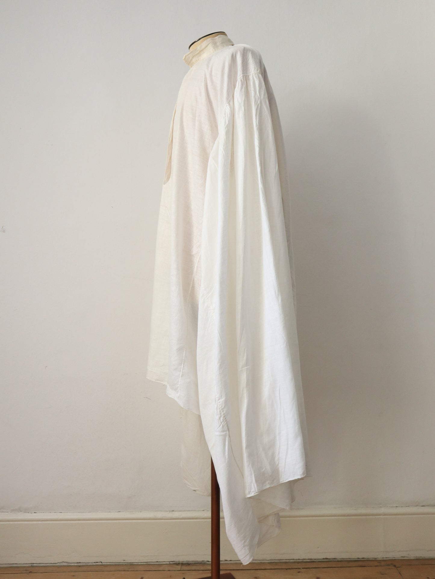 1930s North African Cotton Muslin Tunic Top Long Wide Sleeves