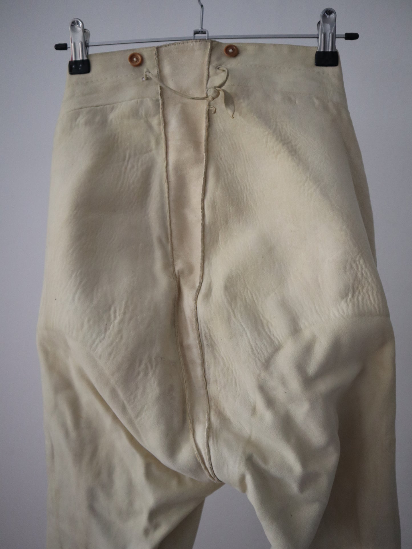 1800s French Lambskin Breeches Trousers RARE High Waist Mother of Pearl Buttons