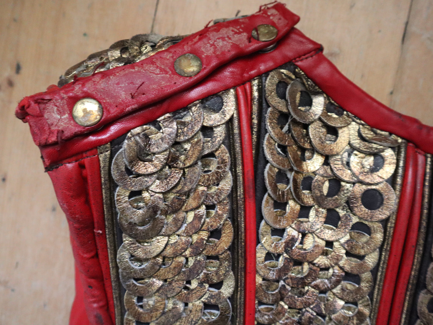 Royal Opera House OTHELLO Leather Armour Vest Costume Red Gold Buckles