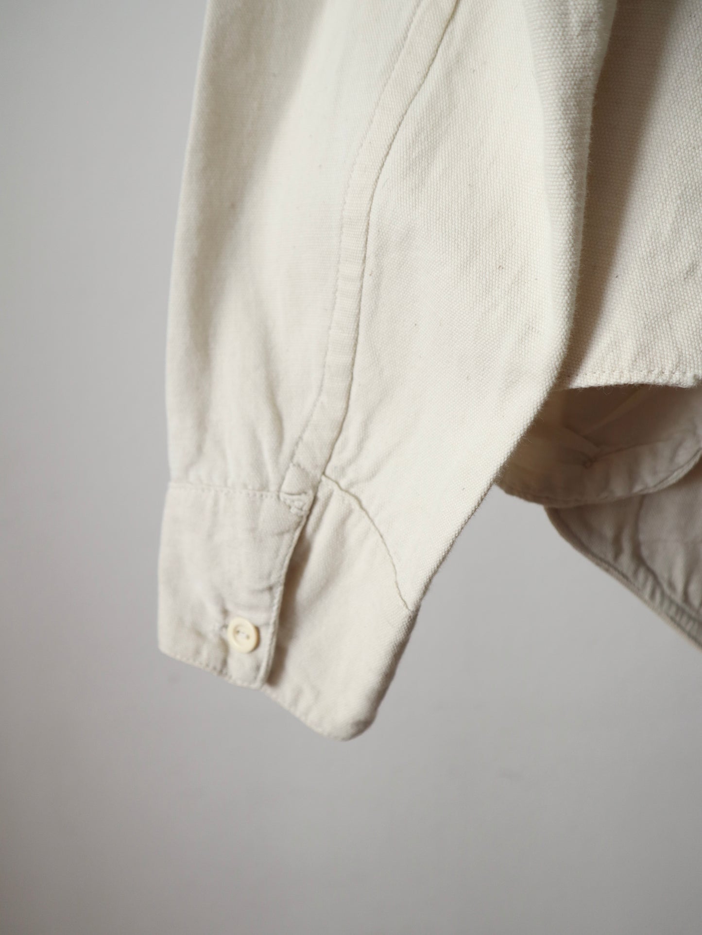 Antique Fencing Jacket French Linen Canvas Asymmetric Button Fastening
