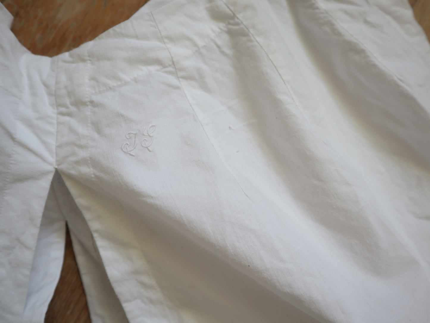 Antique French White Cotton Bloomers Knickers Embroidery Leaves Cutwork Early 1900s