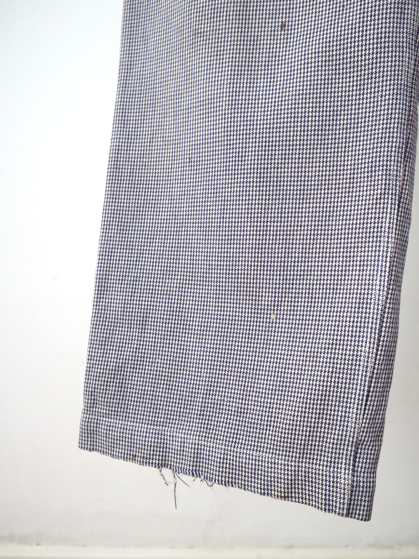 1950s French Workwear Trousers  Pâtissier Blue White Dogtooth Cotton