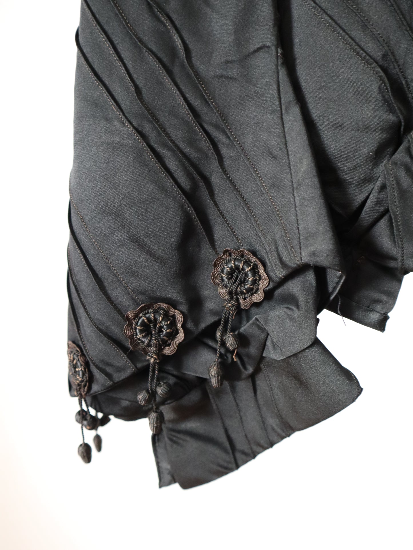 Antique 1900 French Black Silk bodice Jacket Tassels