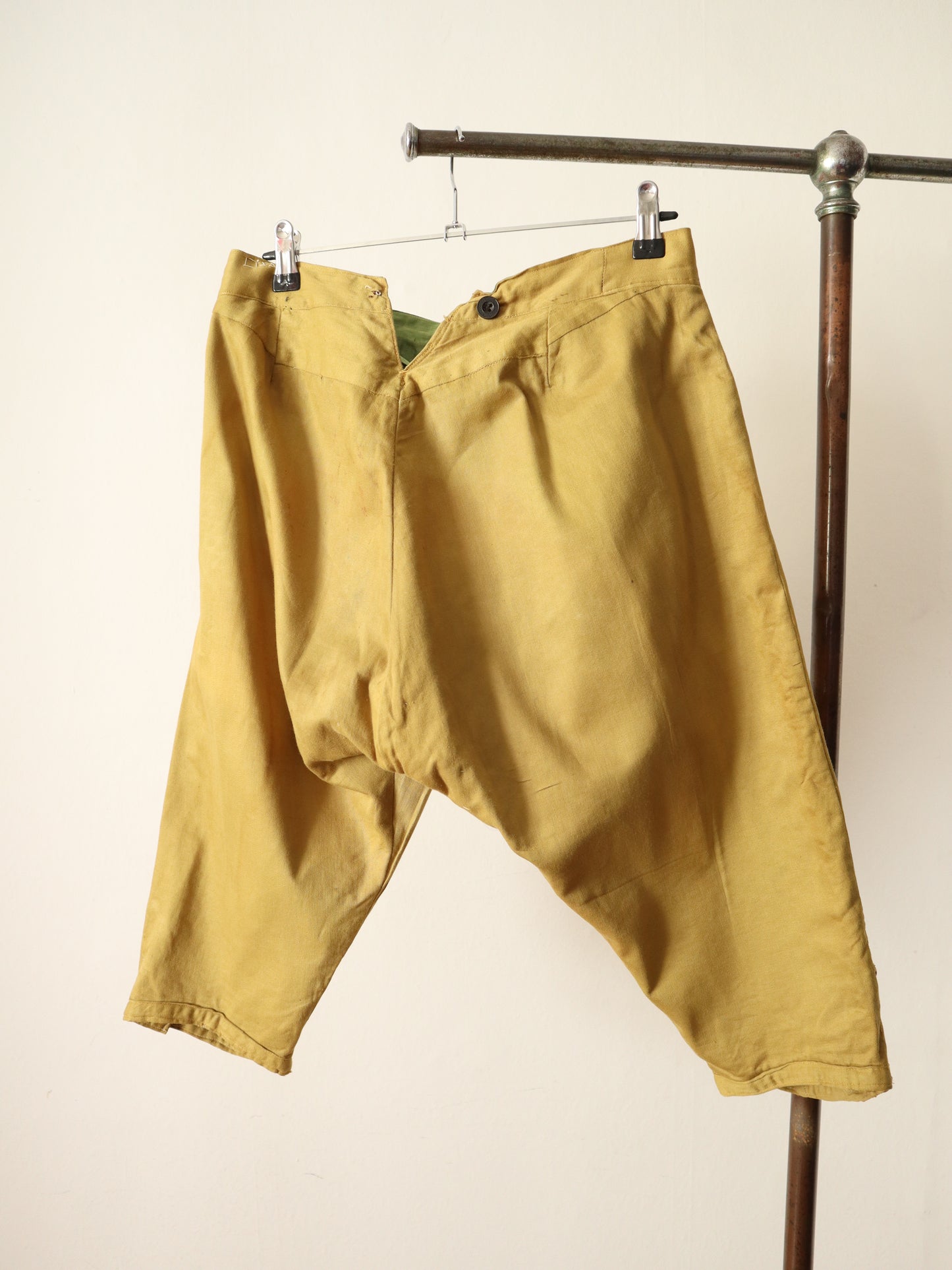 Antique French Opera Costume Breeches Green Cotton Flap From 18th Century Style