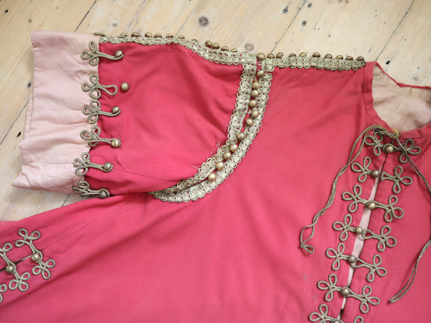 Antique French Pink Costume Tunic Jacket Gold Embellishments Opera Theatre 1910s