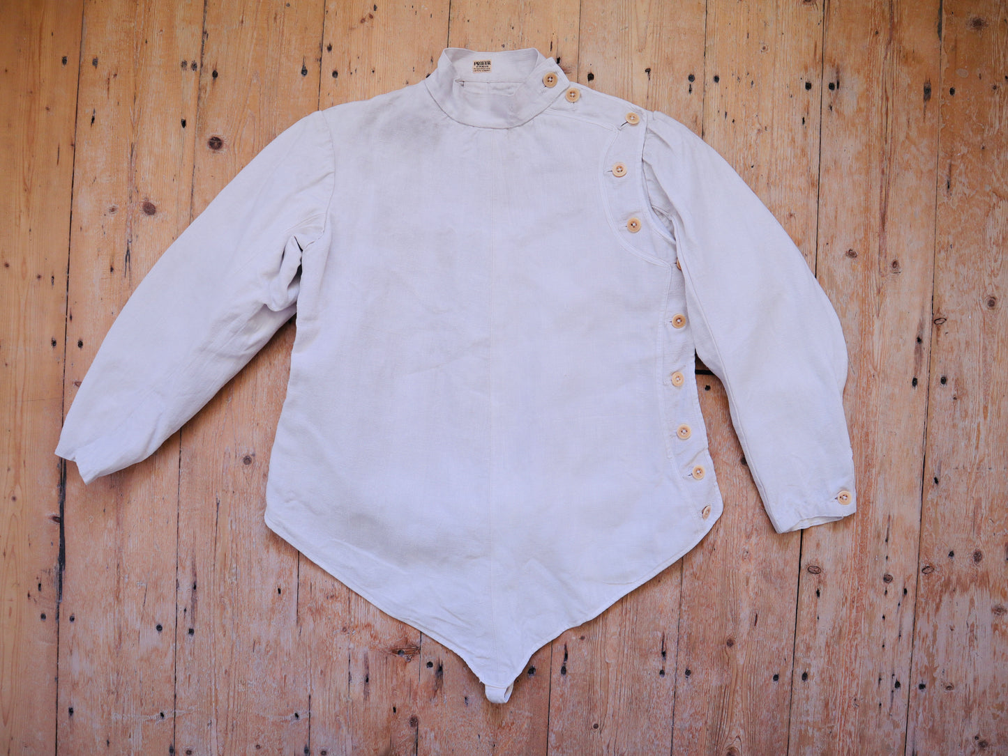 1920s French Linen Fencing Jacket Prieur Paris Sportswear Antique