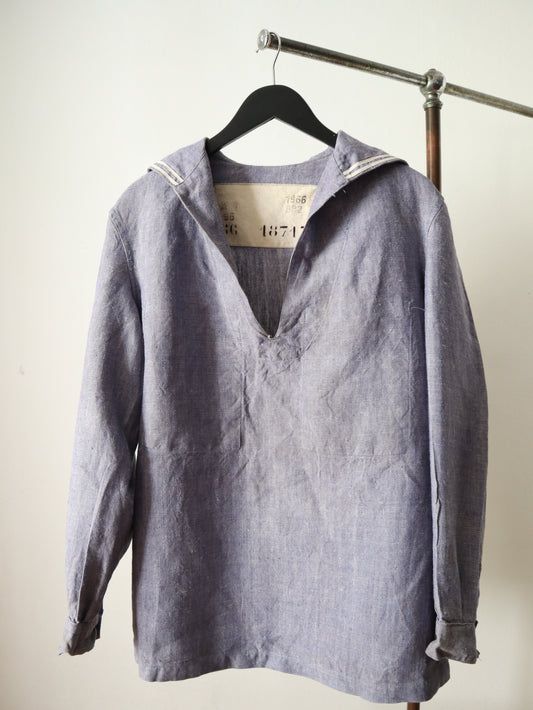 1960s French Linen Sailor Top