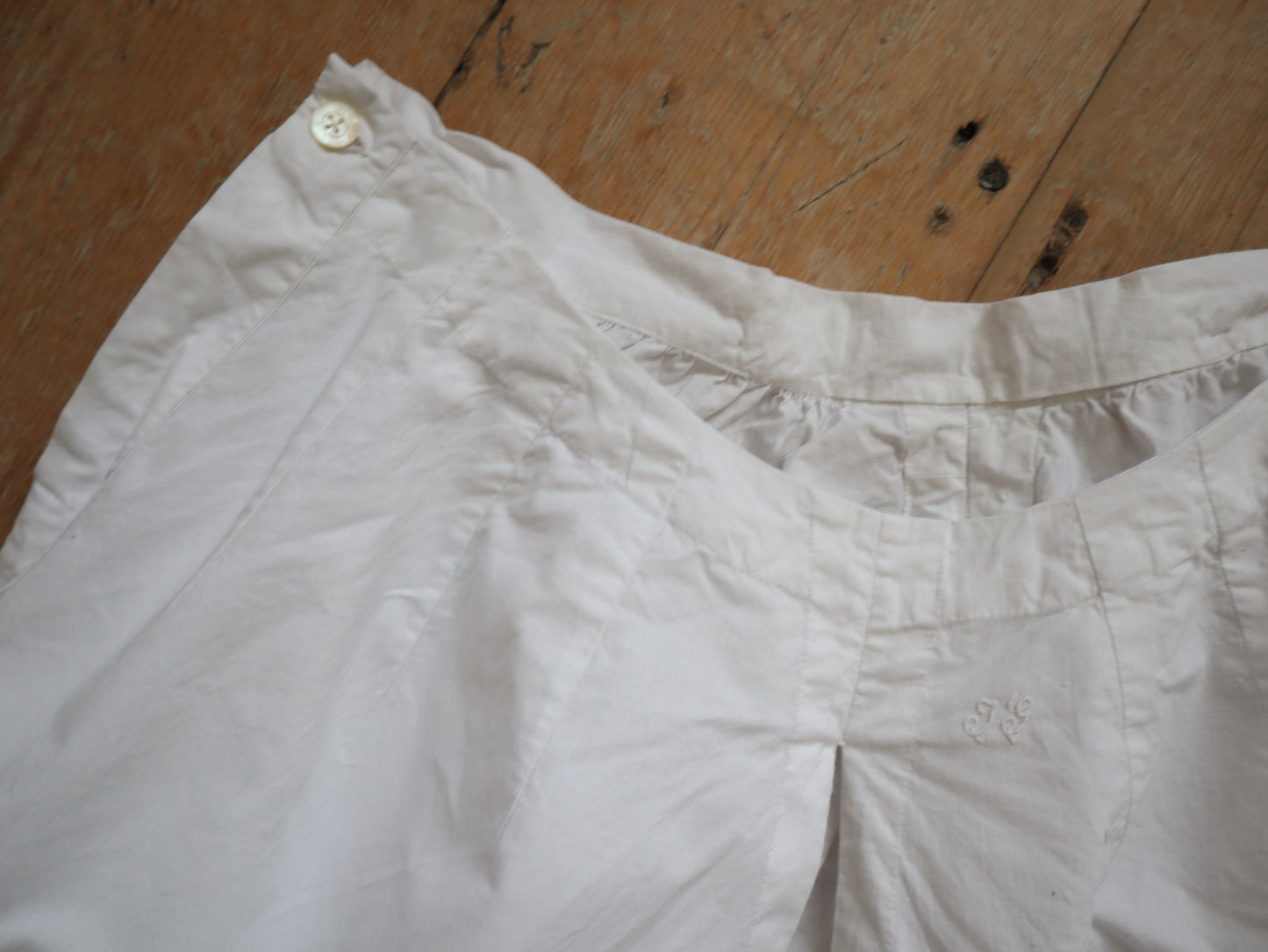 Antique French White Cotton Bloomers Knickers Embroidery Ribbons Bows Early 1900s