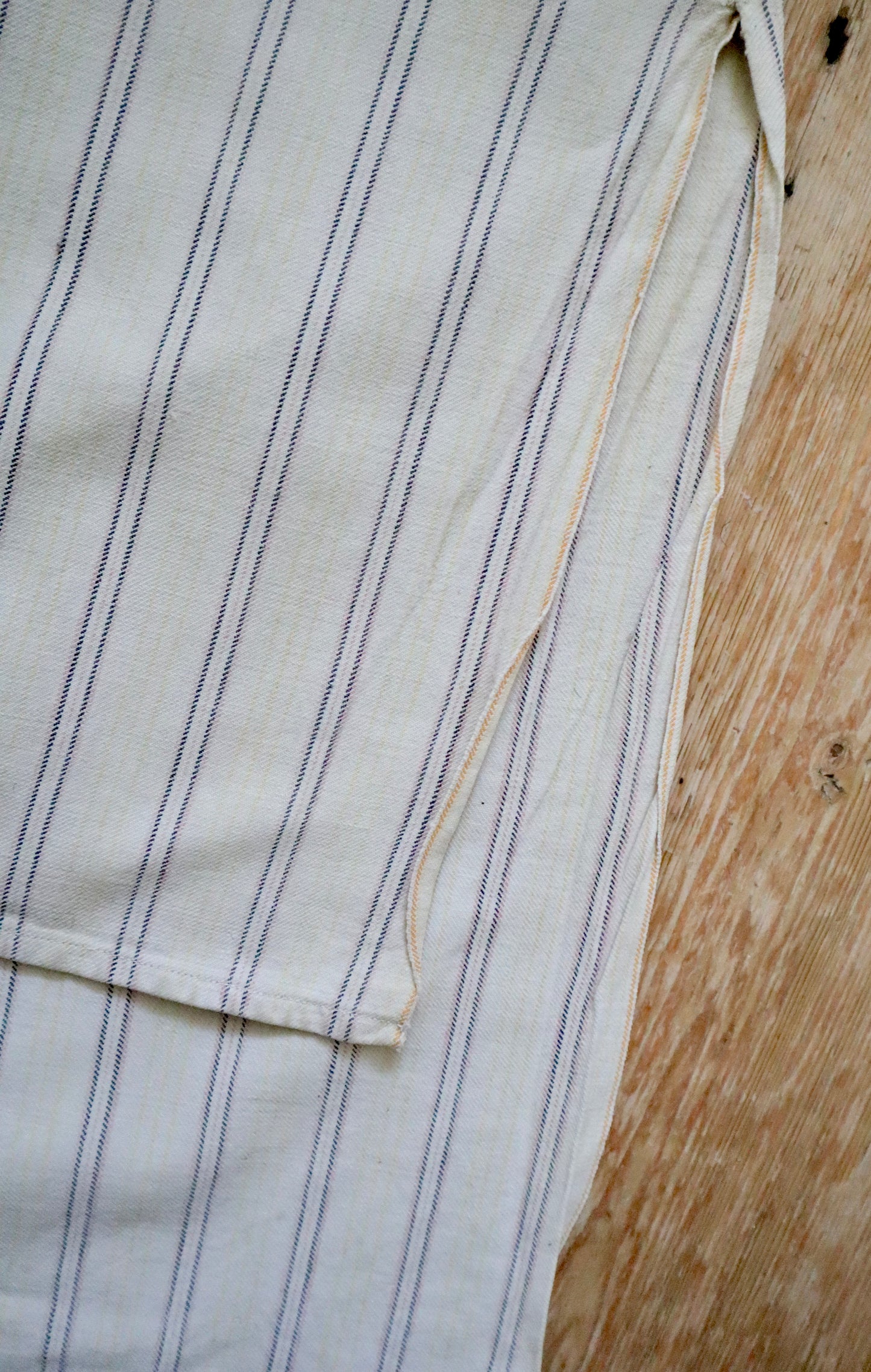 1930s French Workwear Shirt Patched Repaired Stripes Striped