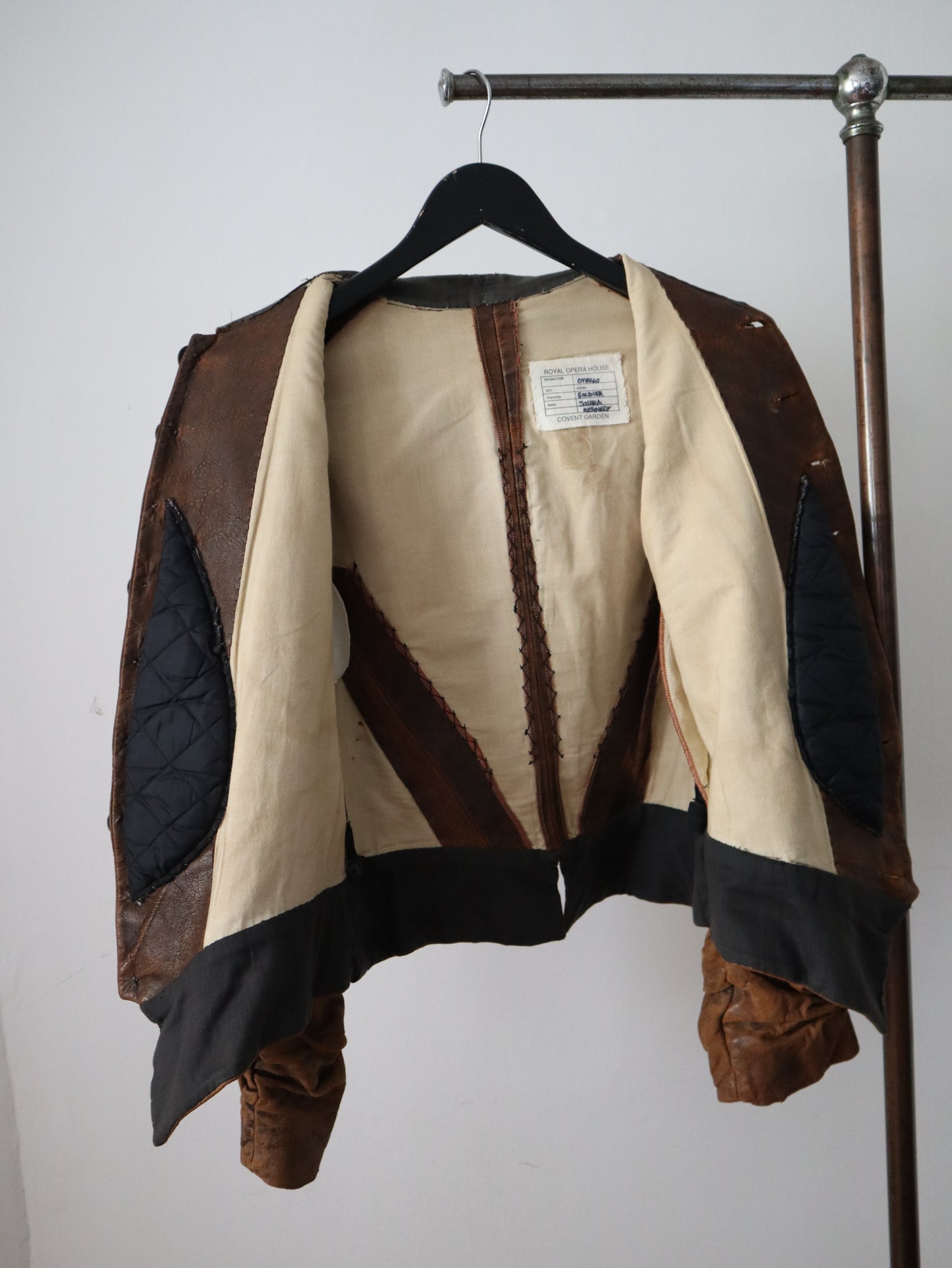 16th Century Style Leather Doublet Jacket Royal Opera House Costume Brown Ruched Sleeves Renaissance Medieval