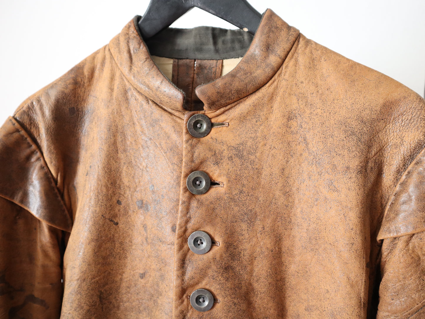 16th Century Style Leather Doublet Jacket Royal Opera House Costume Brown Ruched Sleeves Renaissance Medieval