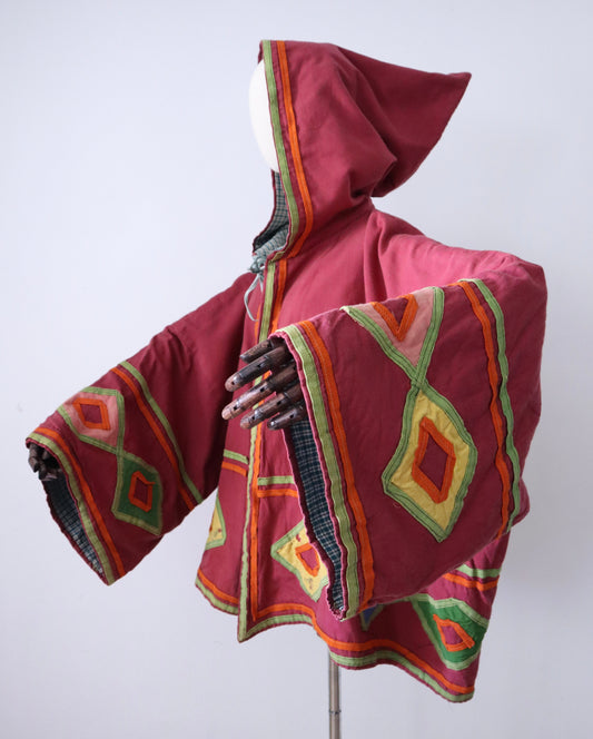 Vintage 1930s Jacket – Dark Pink Cotton with Appliqué Detail