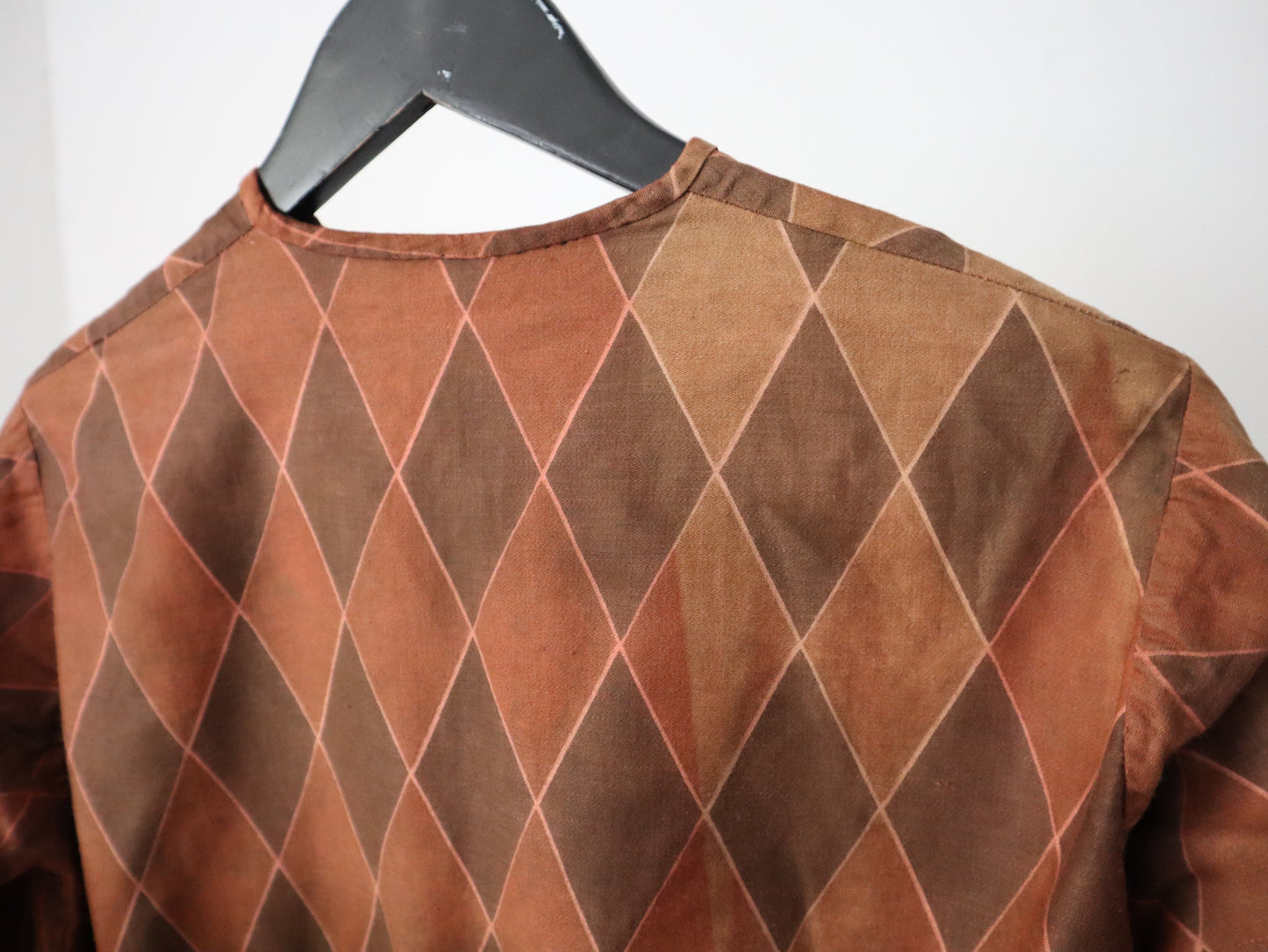 Antique French Harlequin Costume Brown Toffee Cotton Rare 1910s 1920s