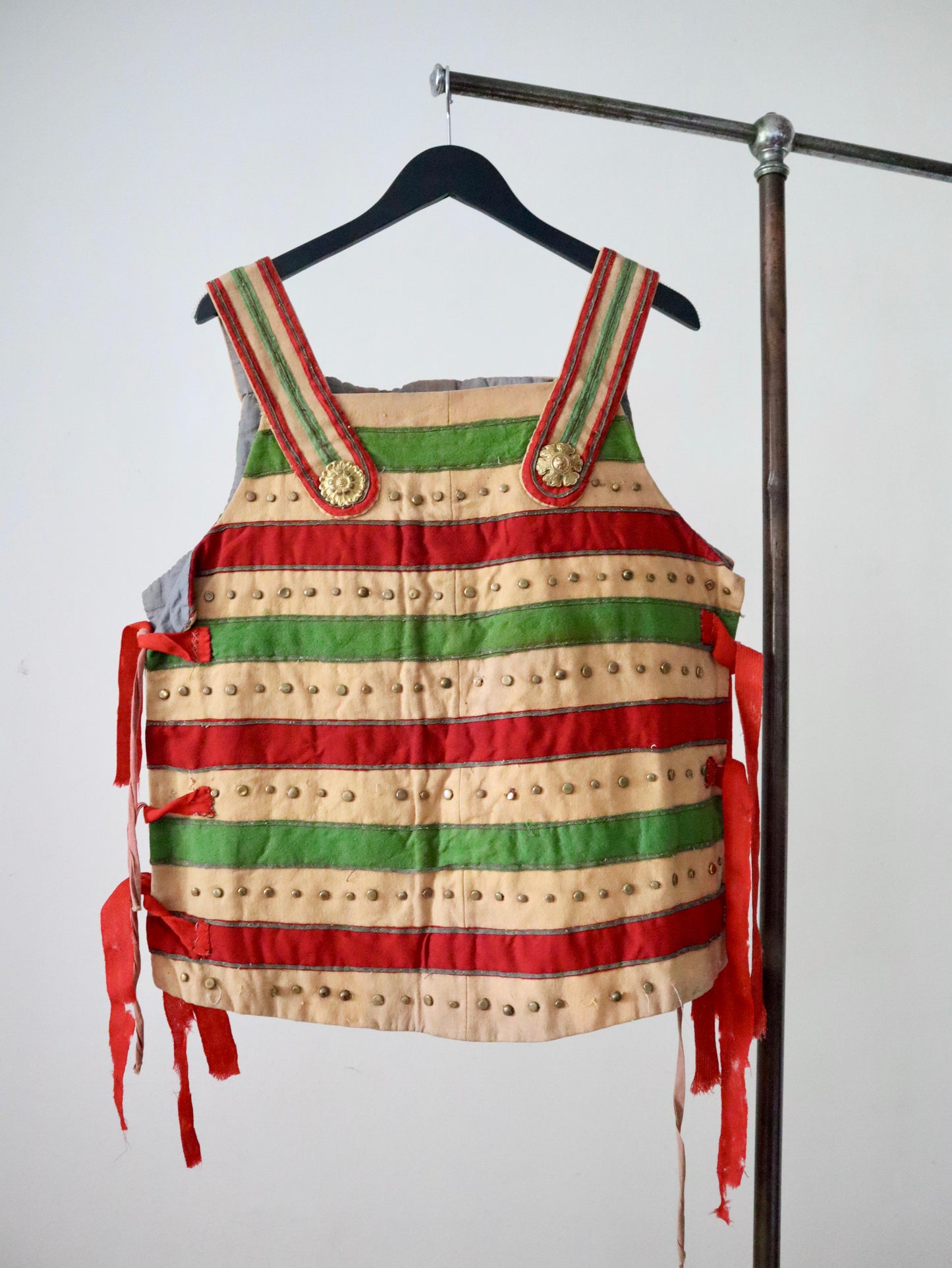 Antique French Opera Costume Stripe Wool Roman Centurion Vest Tunic