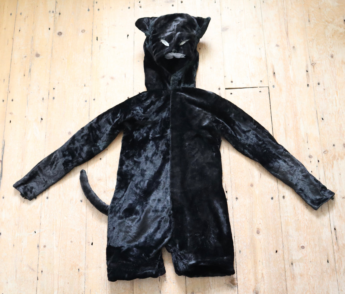 1920s - 30s Child’s Cat Costume Fancy Dress Silk Velvet Puss Boots Cape