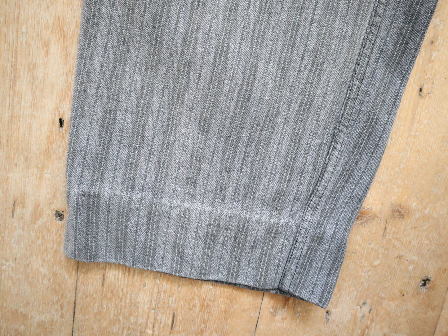 1950s French Grey Stripe Cotton Chore Pants Workwear Trousers Salt Pepper