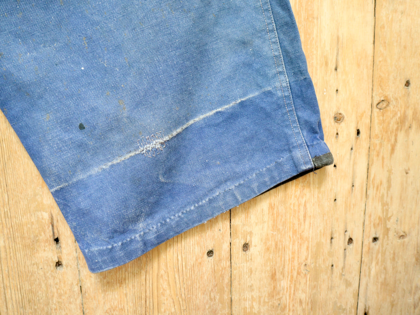 1940s French Blue Cotton Workwear Trousers Chore Pants Twill