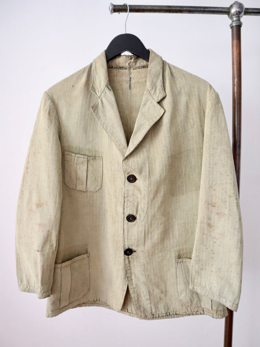 1930s French workwear jacket cotton herringbone weave RARE
